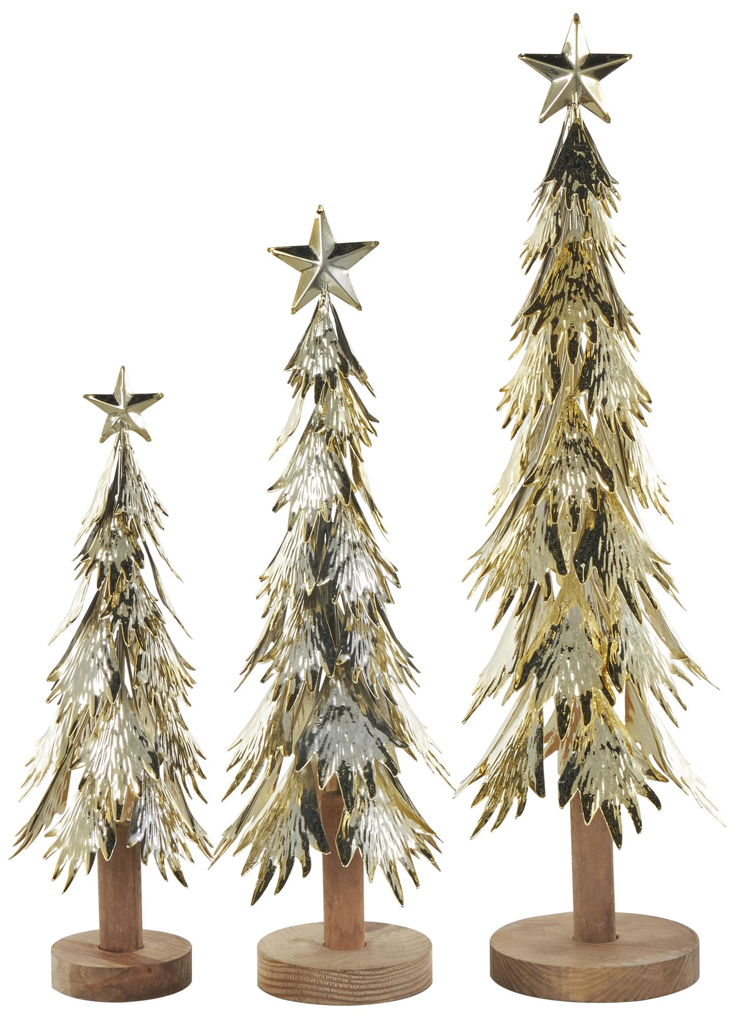 Image 2 Gold Metal Glam Christmas Sculpture, S/3 21", 17", 14"H