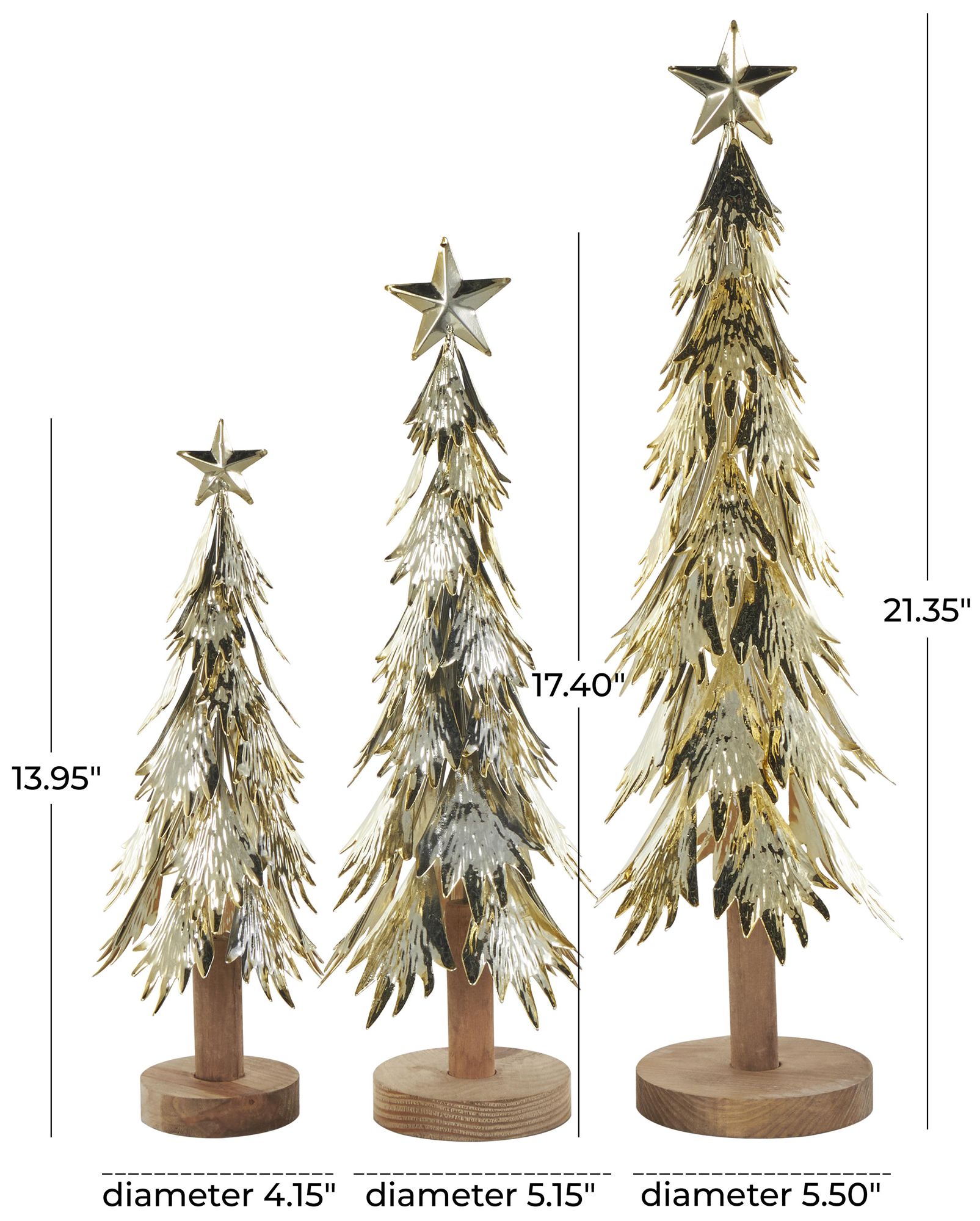 Image 7 Gold Metal Glam Christmas Sculpture, S/3 21", 17", 14"H more views