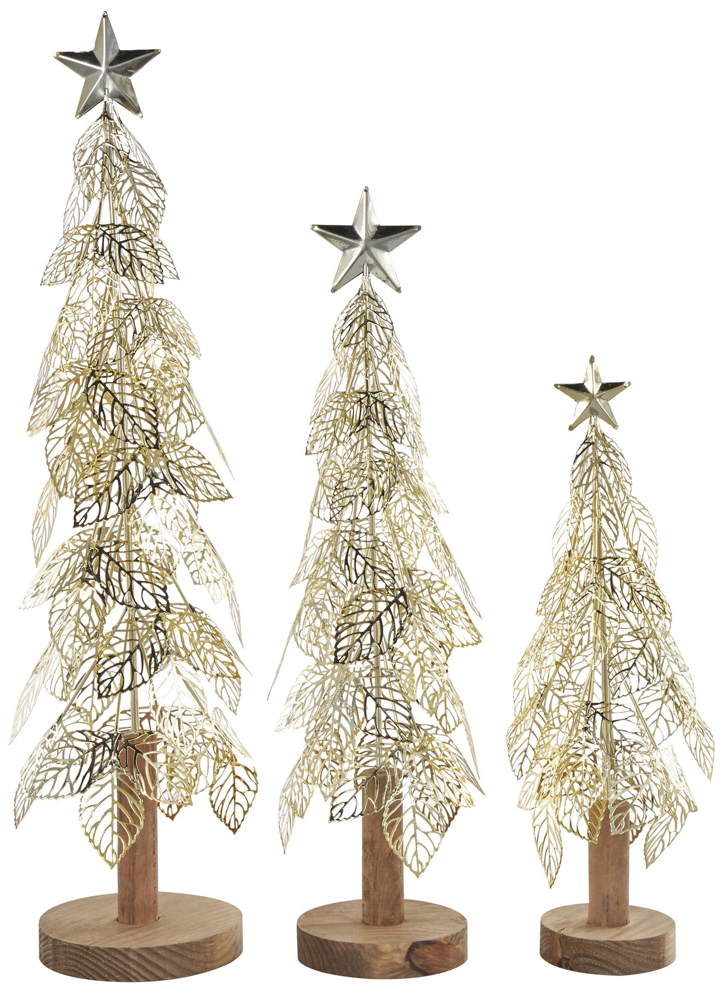 Image 5 Gold Metal Glam Christmas Sculpture, S/3 22", 18", 14"H more views