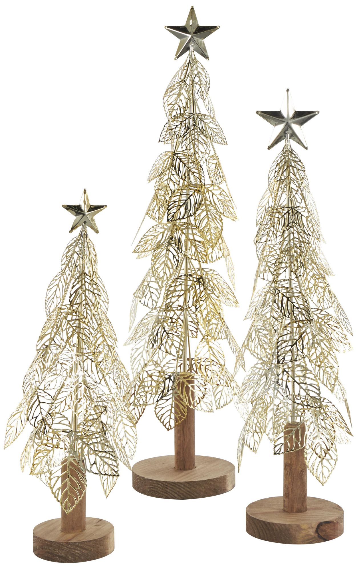 Image 6 Gold Metal Glam Christmas Sculpture, S/3 22", 18", 14"H more views