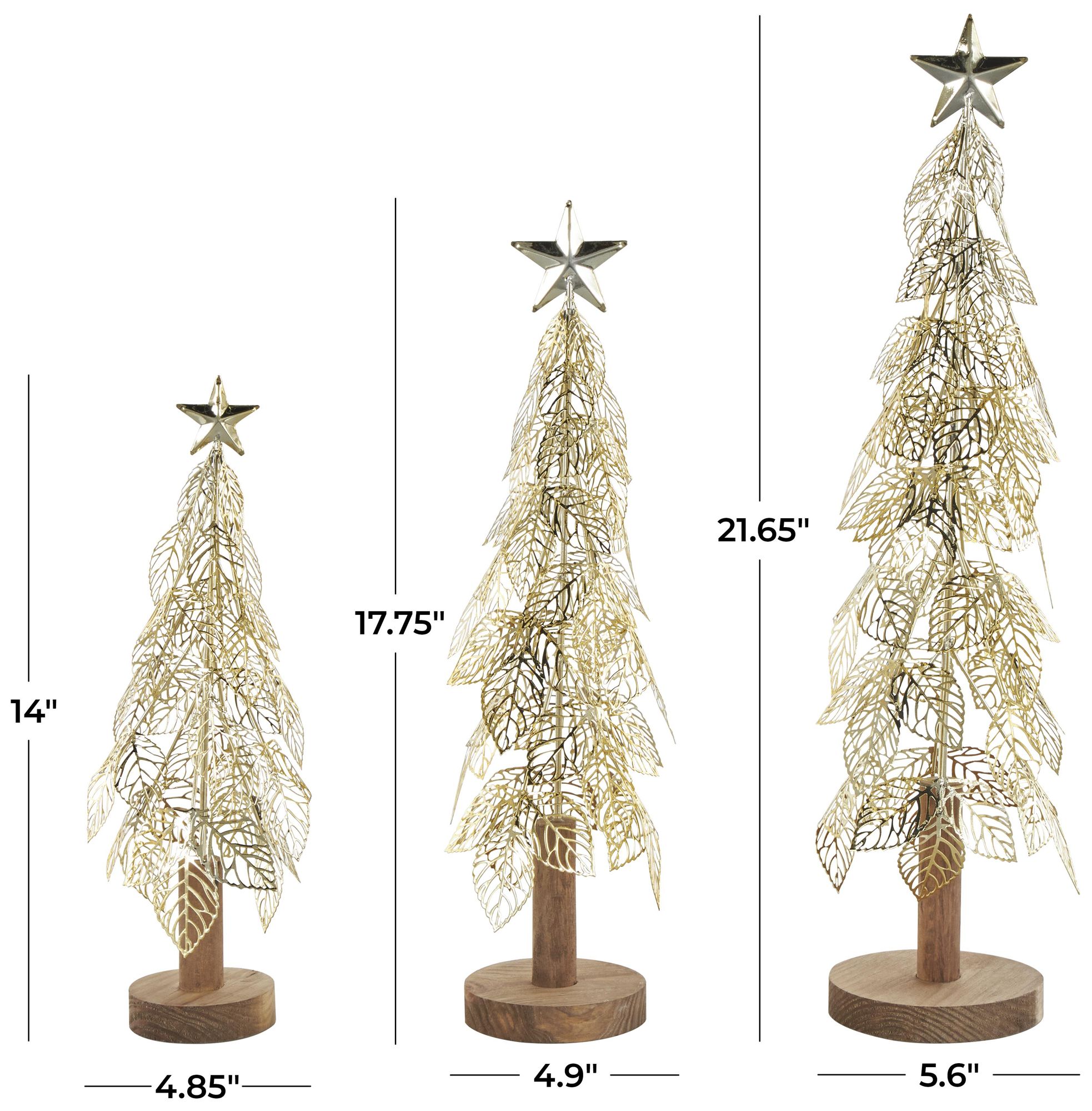 Image 7 Gold Metal Glam Christmas Sculpture, S/3 22", 18", 14"H more views