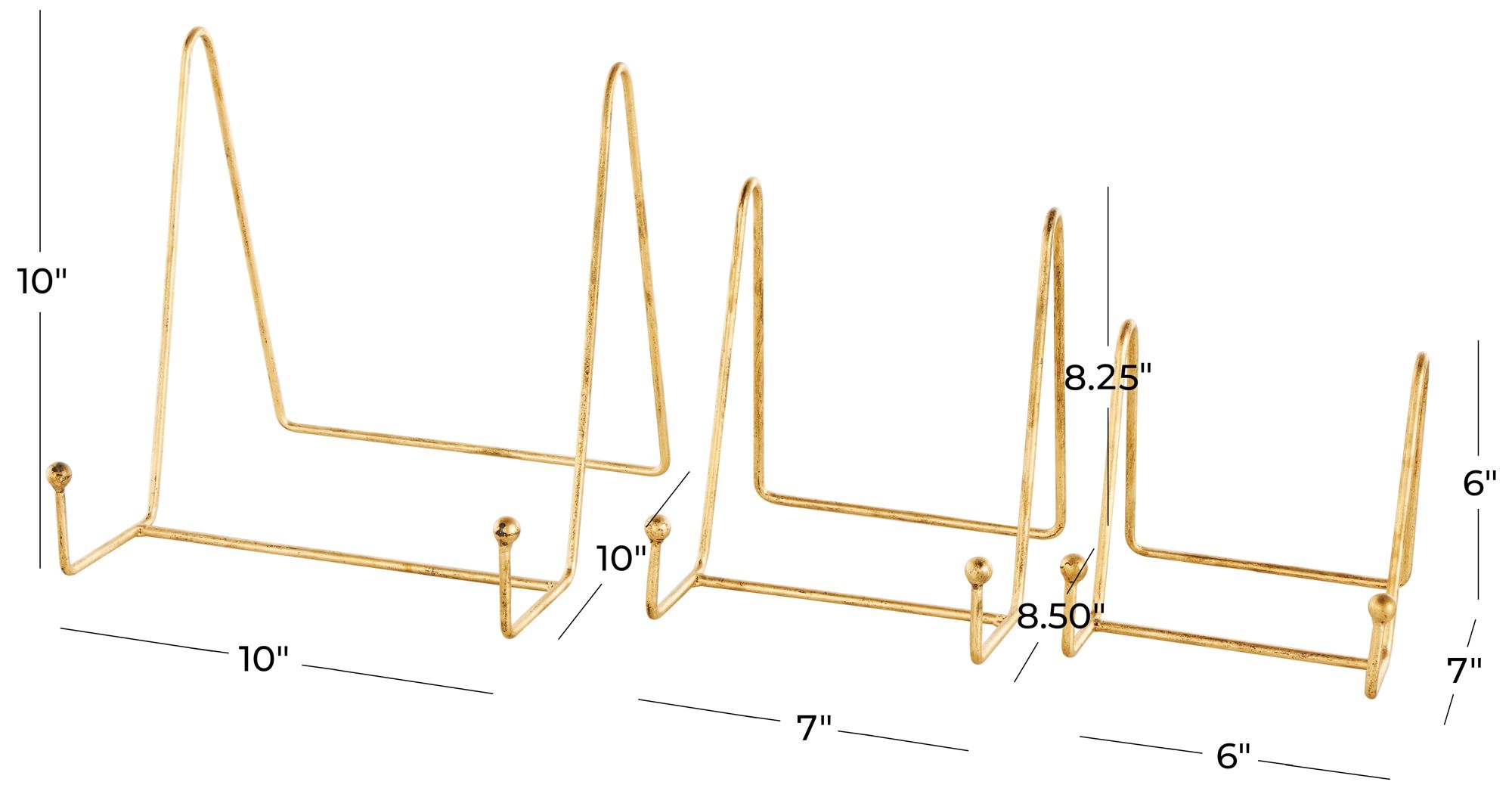 Image 7 Gold Metal Glam Easel, S/3 10", 8", 6"H more views