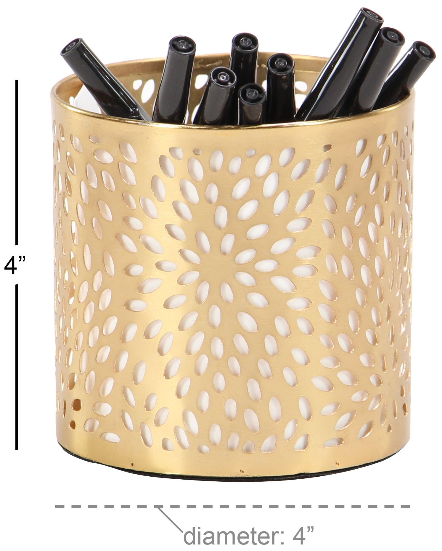 Image 5 Gold Metal Glam Pencil Cup, 4" x 4" x 4" more views