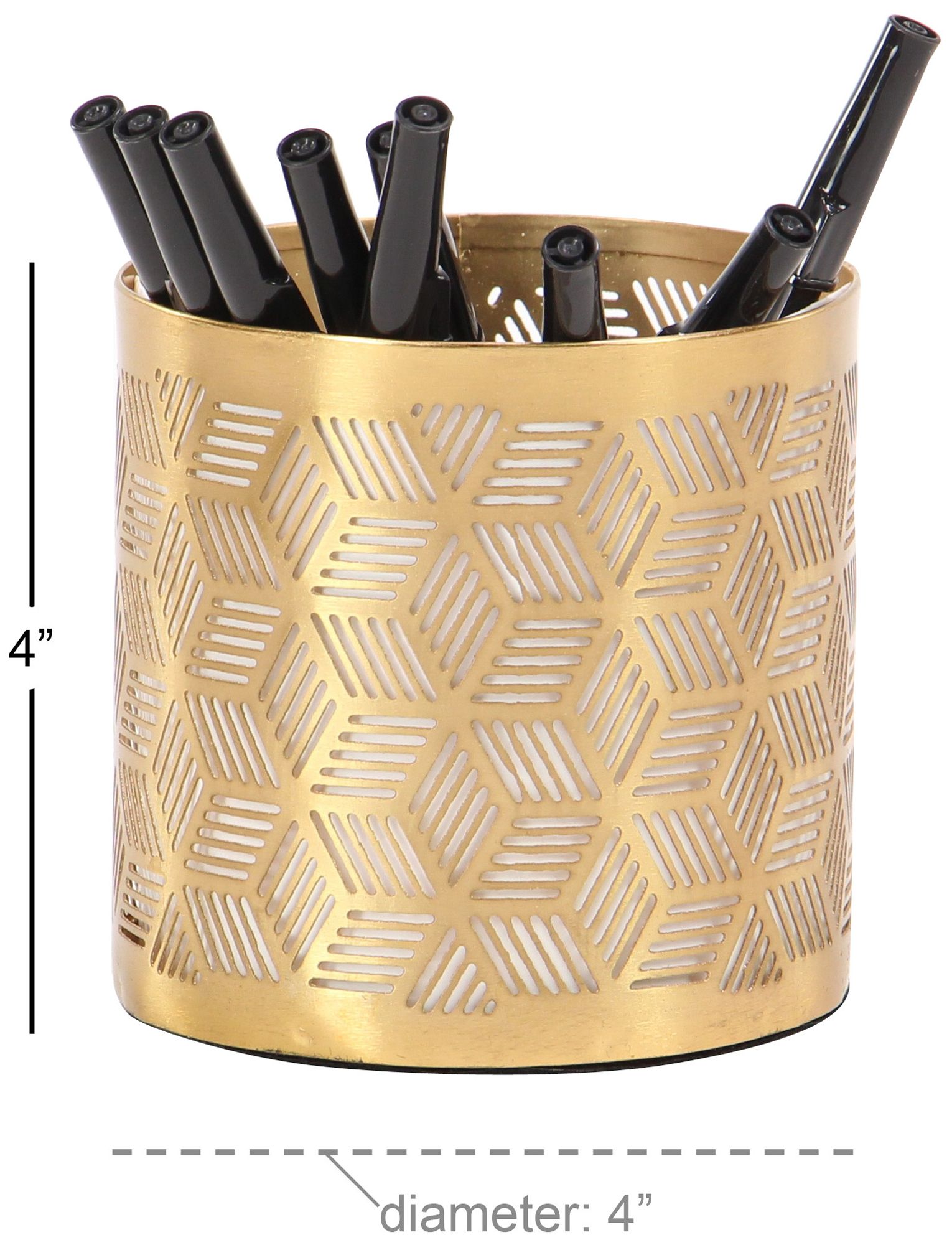 Image 5 Gold Metal Glam Pencil Cup, 4" x 4" x 4" more views