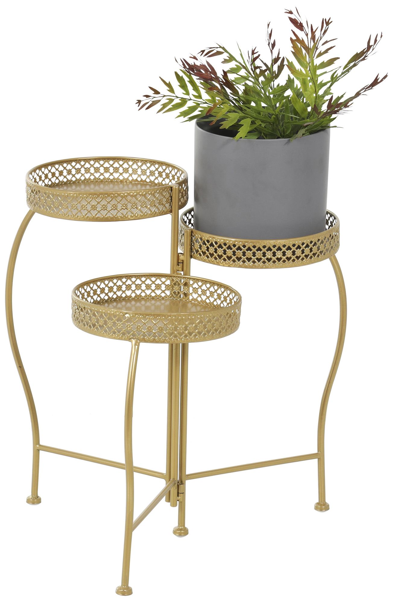Image 2 Gold Metal Glam Plantstand, 17" x 17" x 20"