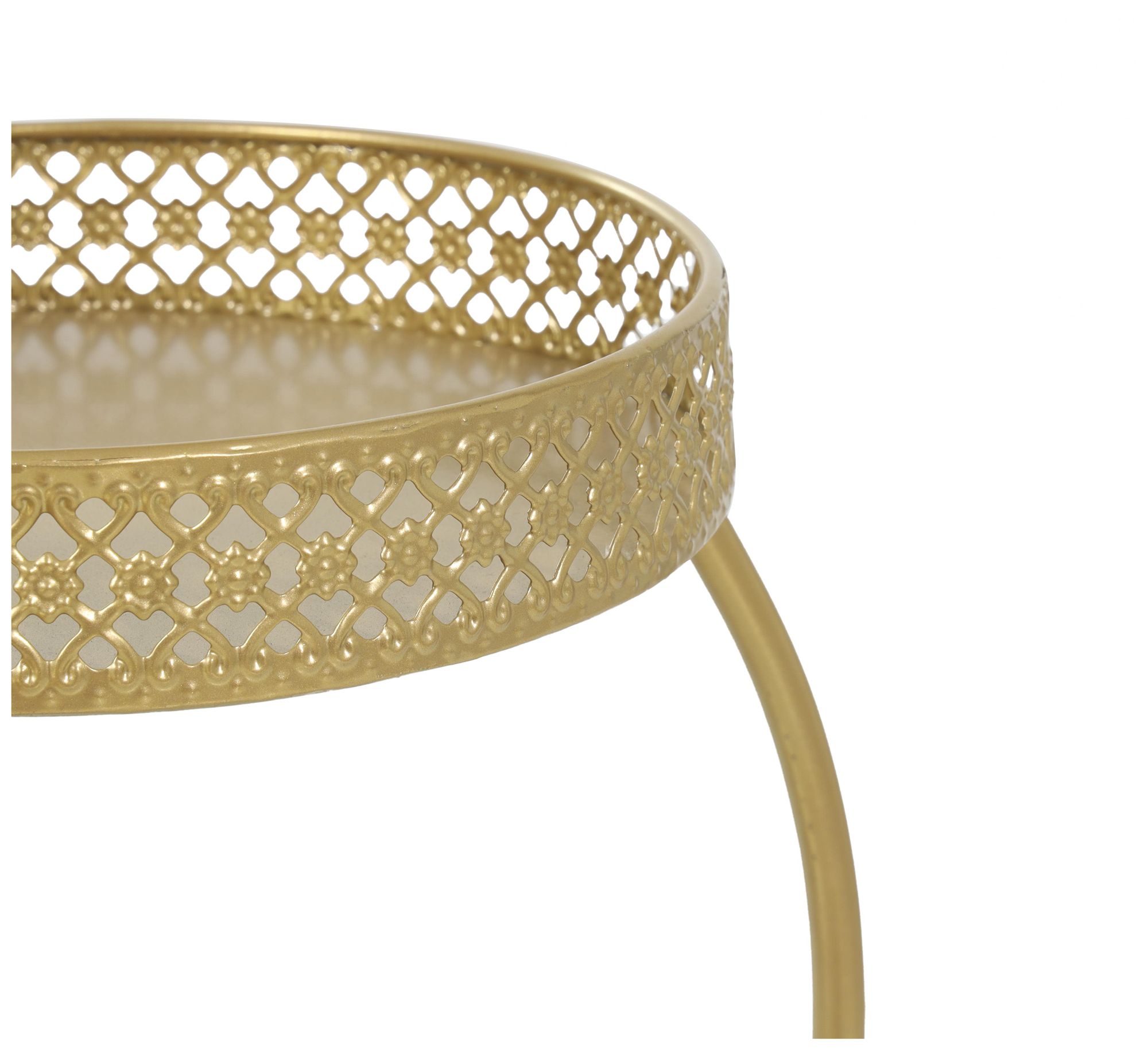 Image 3 Gold Metal Glam Plantstand, 17" x 17" x 20" more views