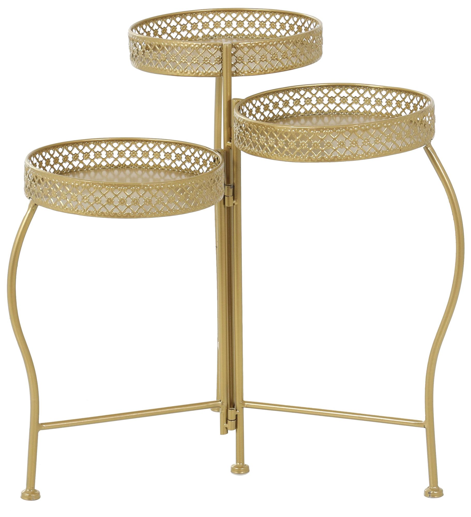 Image 6 Gold Metal Glam Plantstand, 17" x 17" x 20" more views
