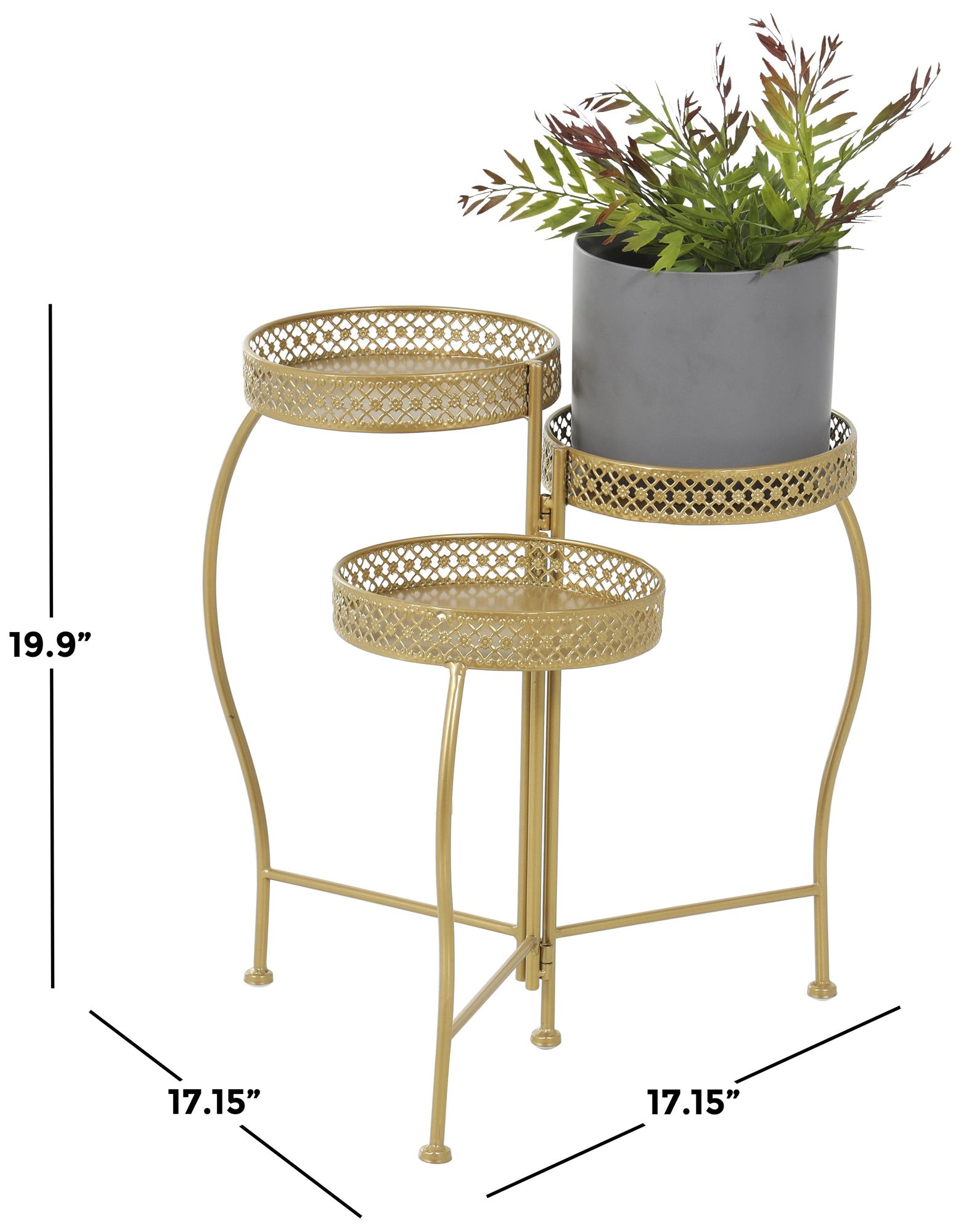 Image 7 Gold Metal Glam Plantstand, 17" x 17" x 20" more views
