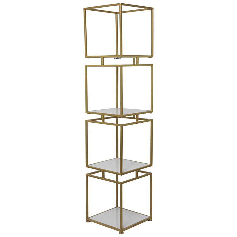 Image 1 Gold Metal Glam Shelving Unit, 14" x 14" x 62"