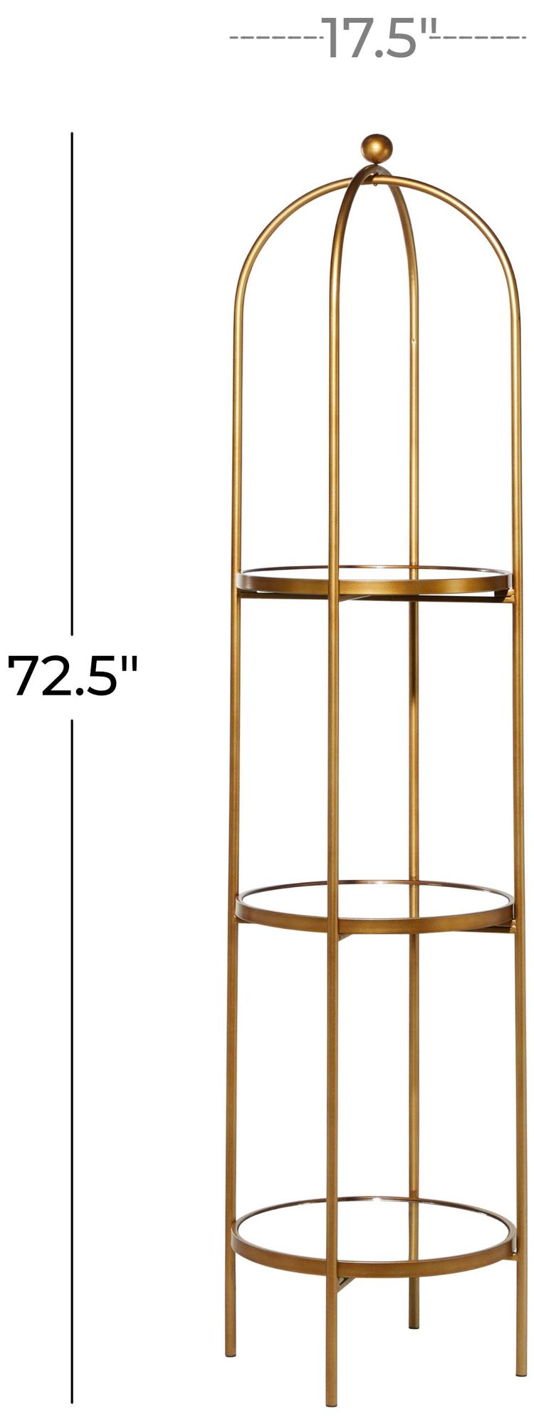 Image 7 Gold Metal Glam Shelving Unit, 18" x 18" x 73" more views