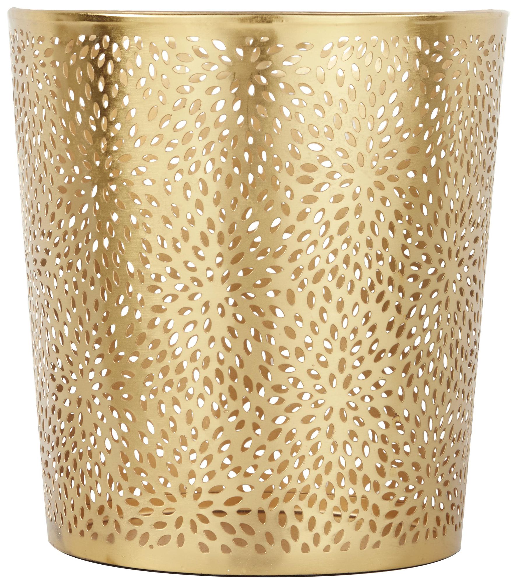Image 4 Gold Metal Glam Small Waste Bin, 9" x 9" x 10" more views
