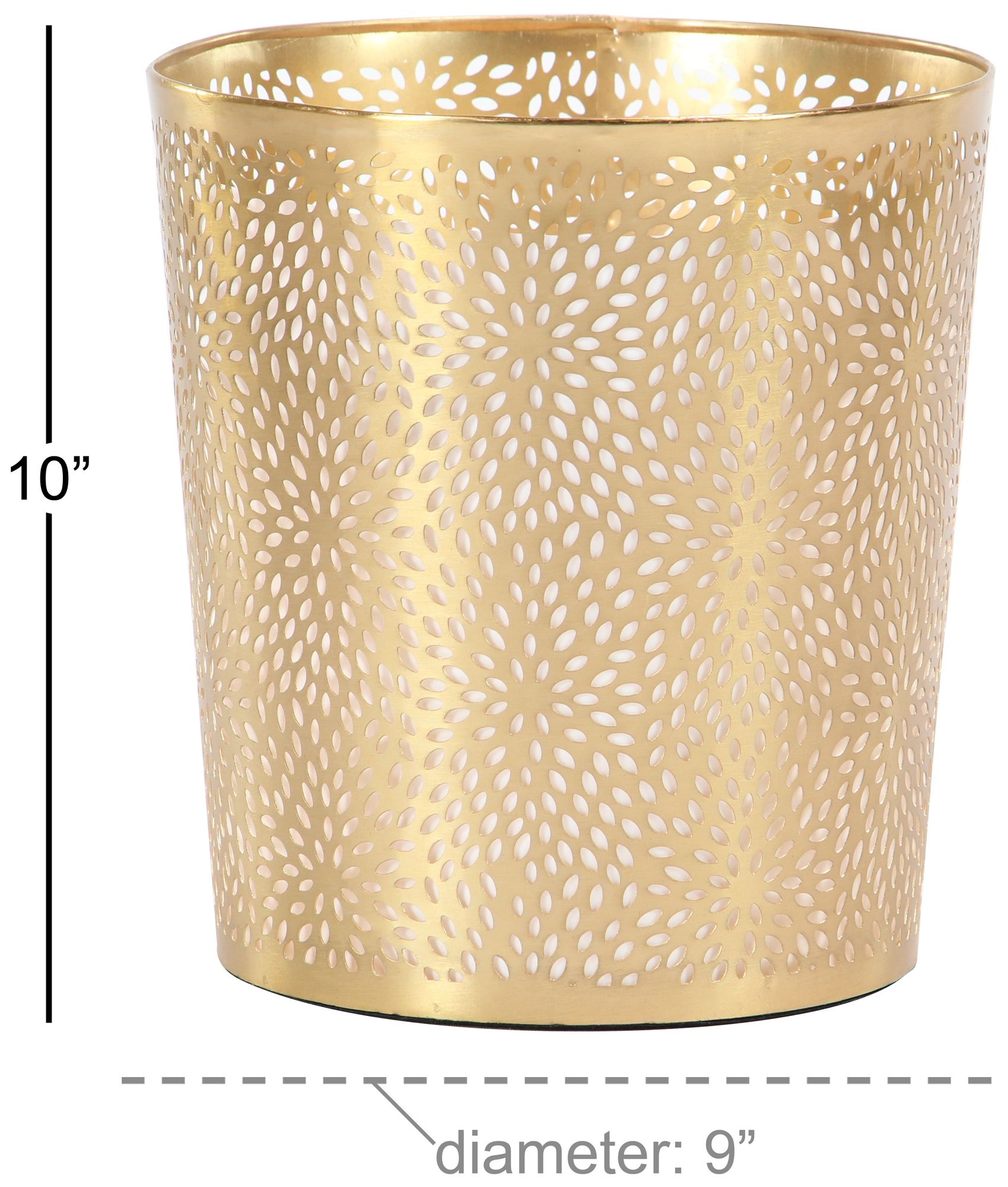 Image 5 Gold Metal Glam Small Waste Bin, 9" x 9" x 10" more views
