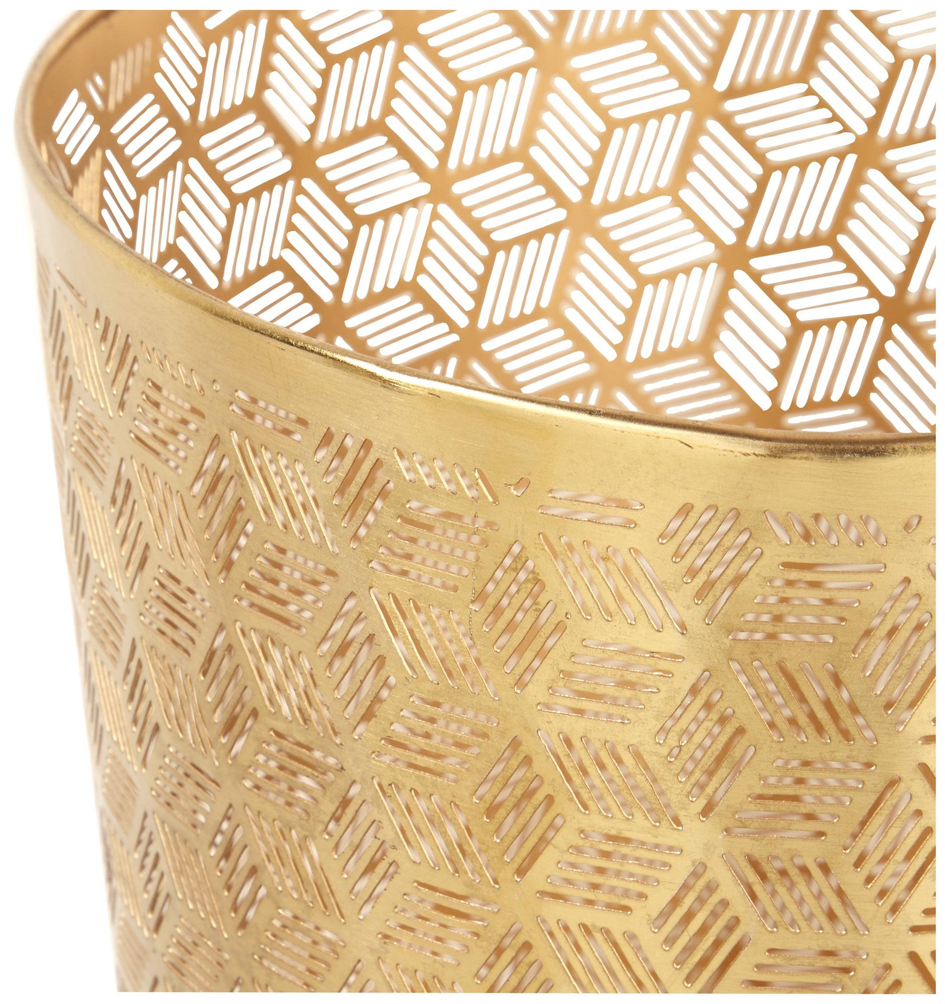 Image 3 Gold Metal Glam Small Waste Bin, 9" x 9" x 10" more views