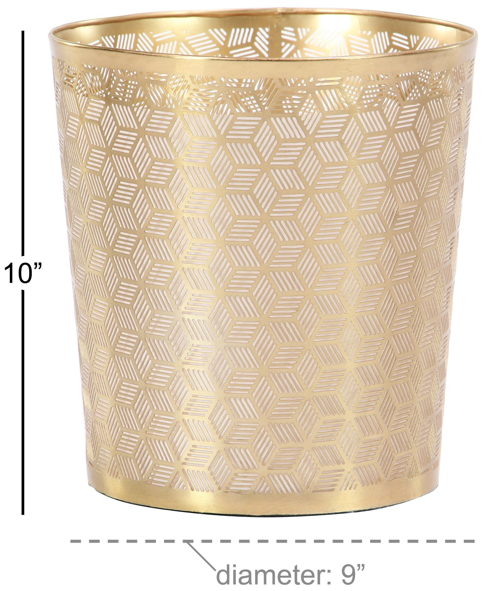 Image 5 Gold Metal Glam Small Waste Bin, 9" x 9" x 10" more views