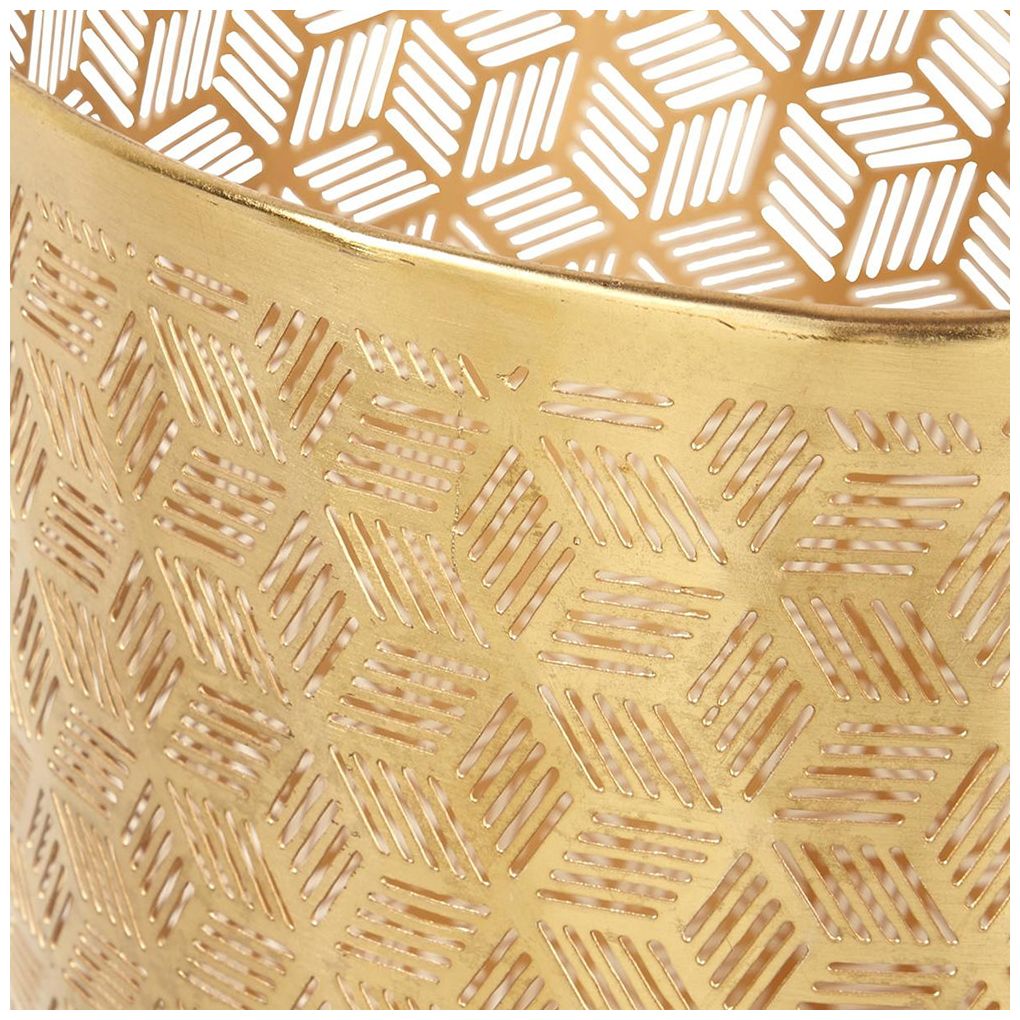 Image 6 Gold Metal Glam Small Waste Bin, 9" x 9" x 10" more views