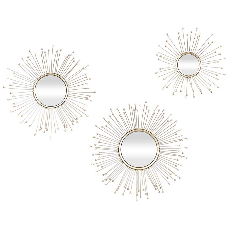 Image 1 Gold Metal Glam Wall Mirror, S/3 16", 15", 12"D