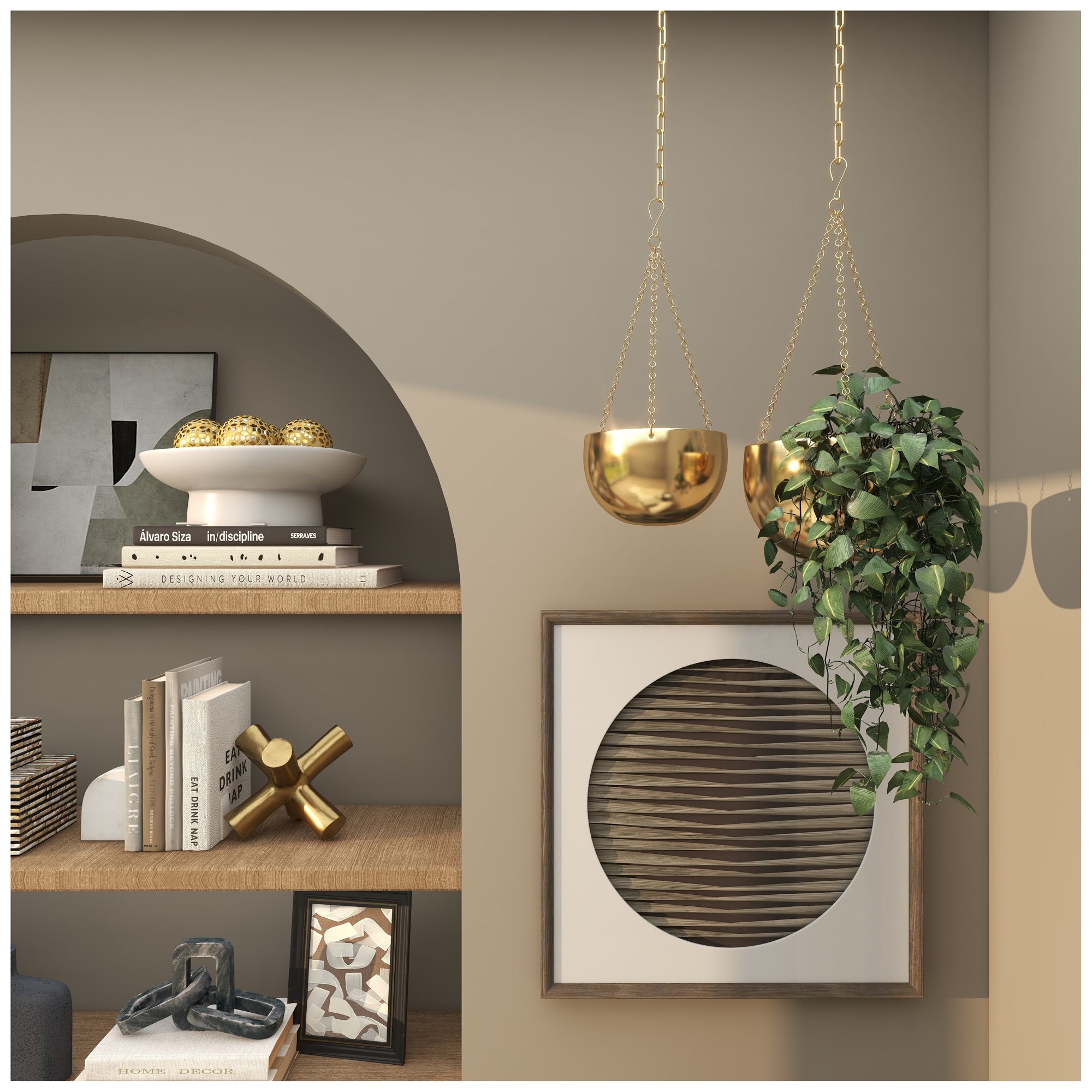 Image 4 Gold Metal Glam Wall Planter, S/2 5", 6"H more views