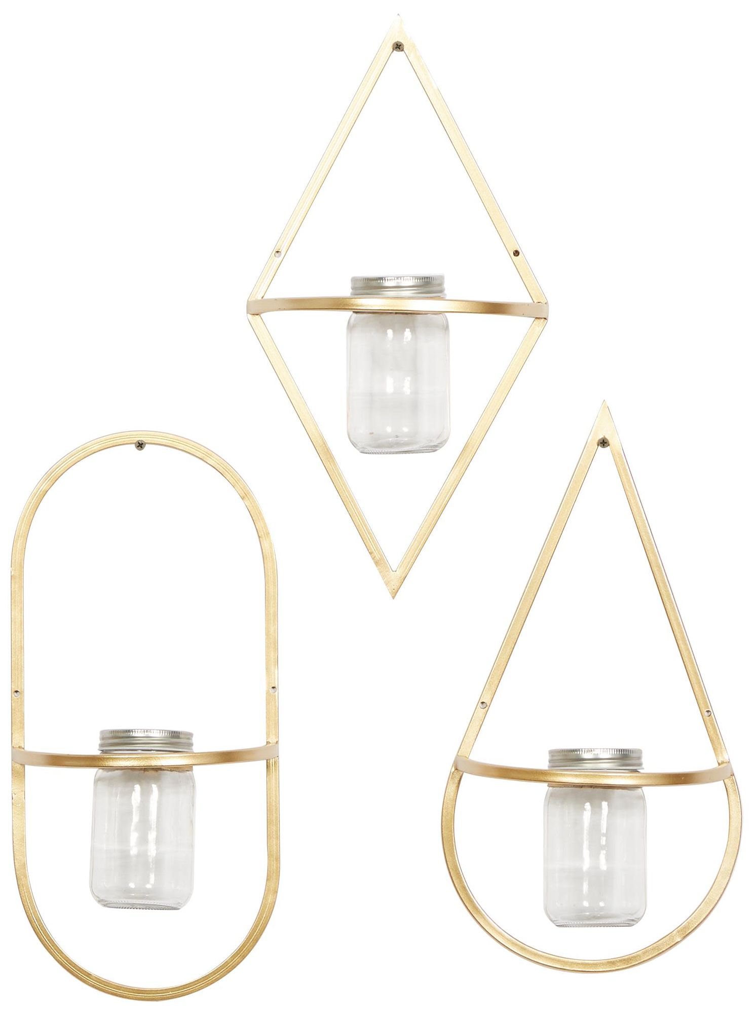 Image 2 Gold Metal Glam Wall Planter, S/3 8"W, 17"H