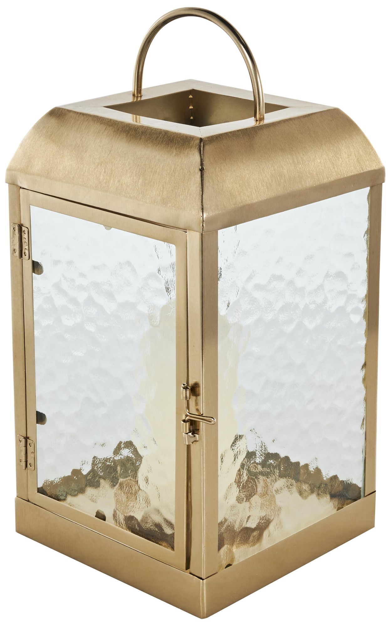 Image 2 Gold Metal Industrial Candle Lantern, 8" x 8" x 16"