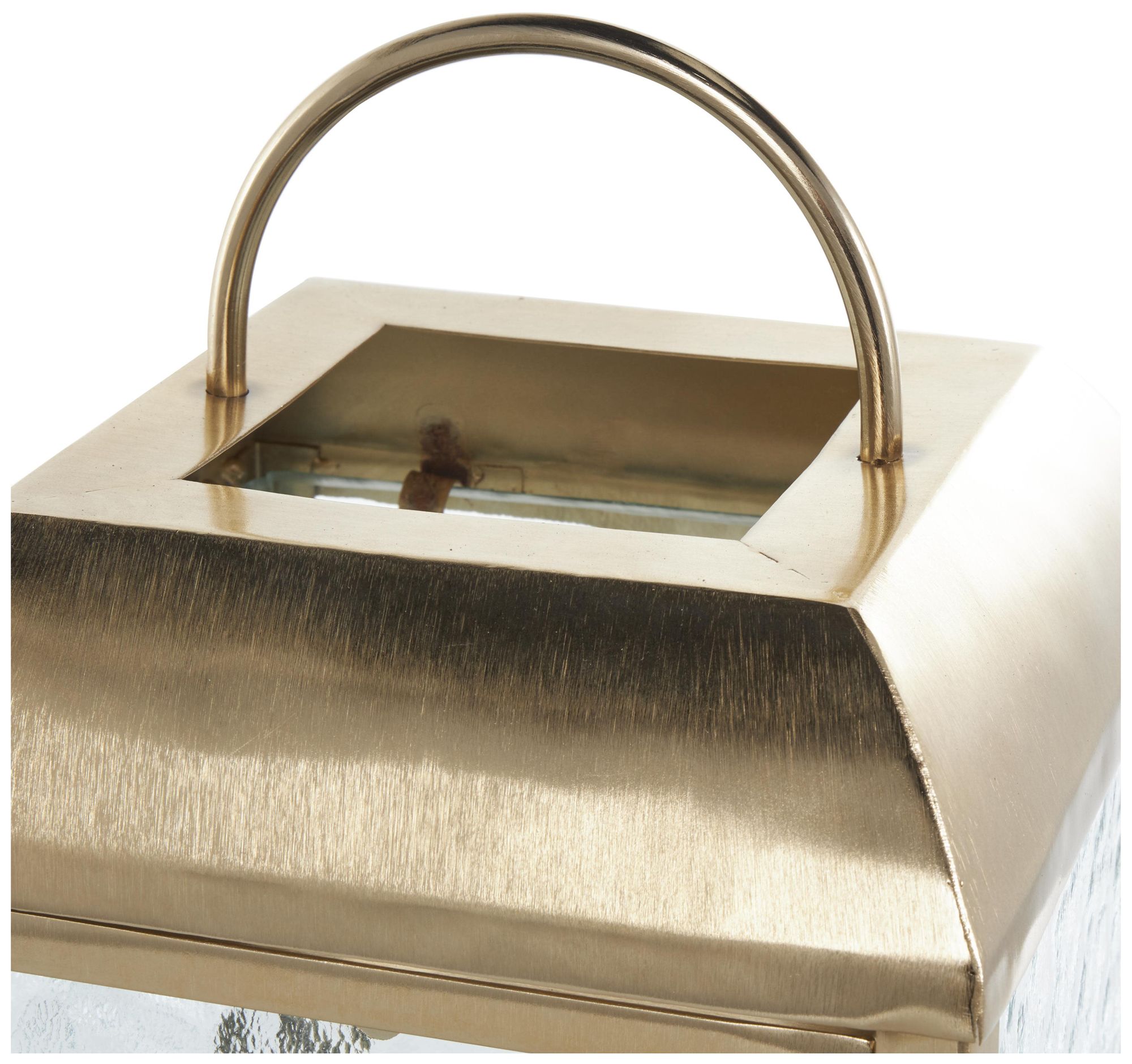 Image 4 Gold Metal Industrial Candle Lantern, 8" x 8" x 16" more views