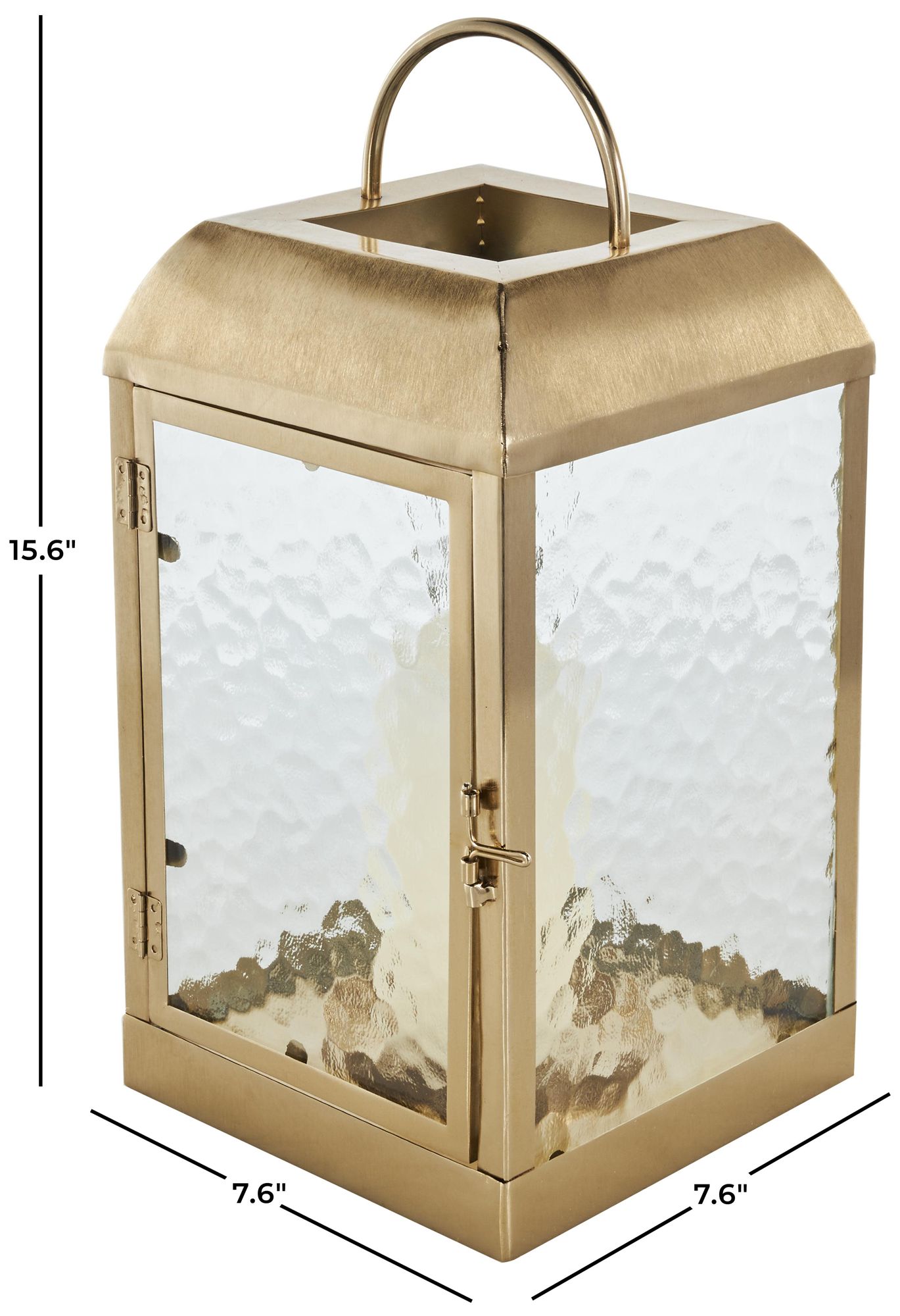 Image 7 Gold Metal Industrial Candle Lantern, 8" x 8" x 16" more views