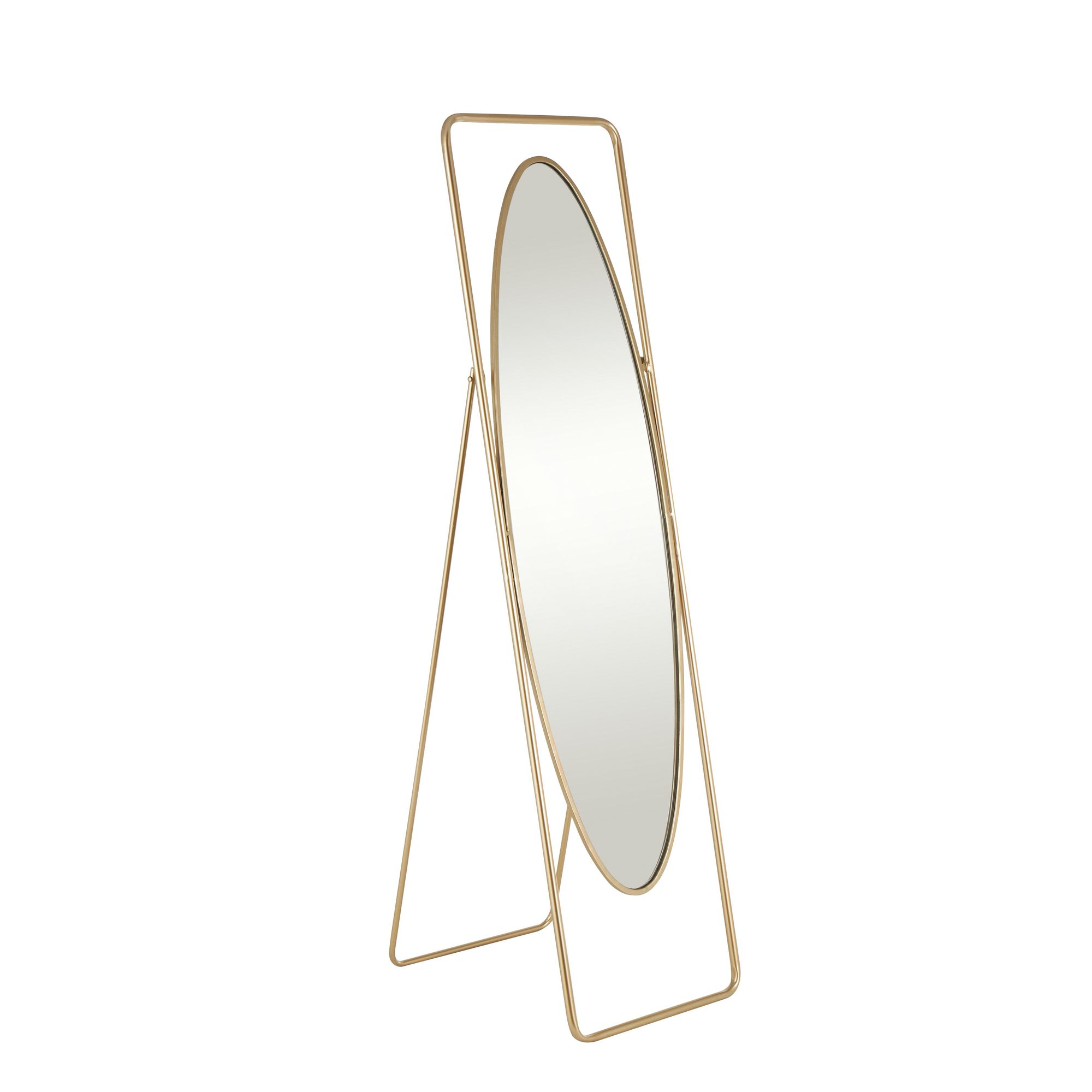 Image 7 Gold Metal Industrial Floor Mirror, 17" x 20" x 66" more views