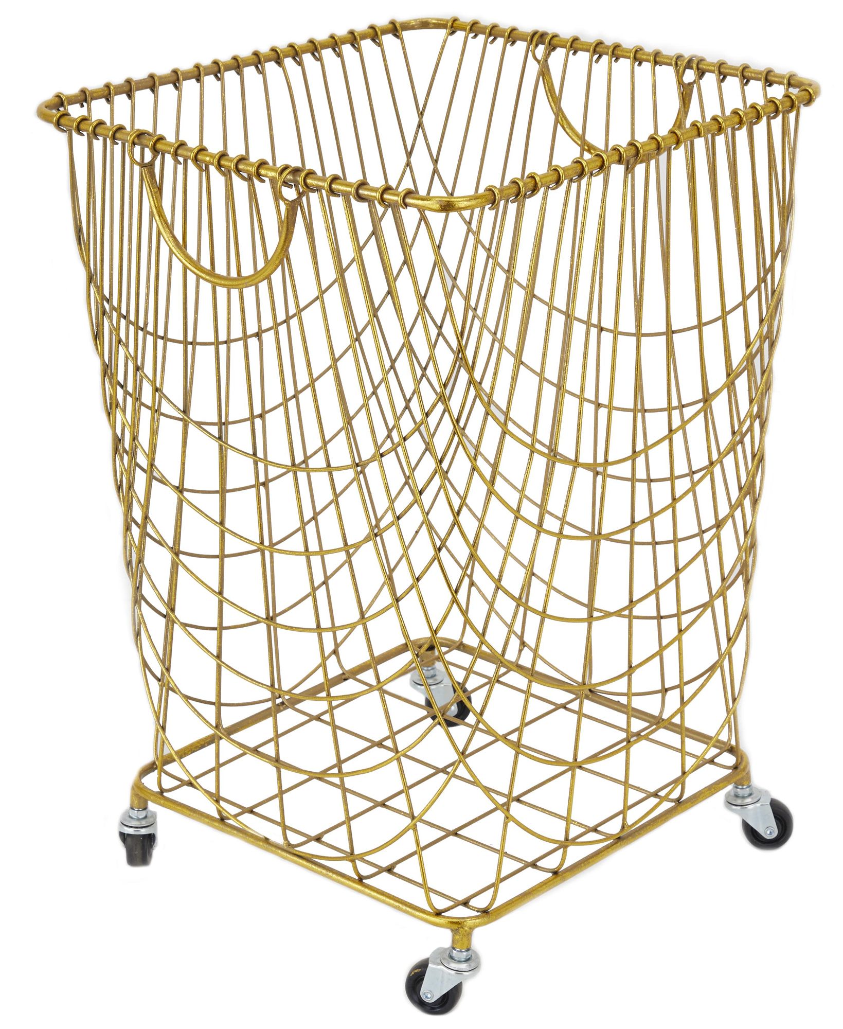 Image 2 Gold Metal Industrial Storage Cart, 16" x 17" x 24"
