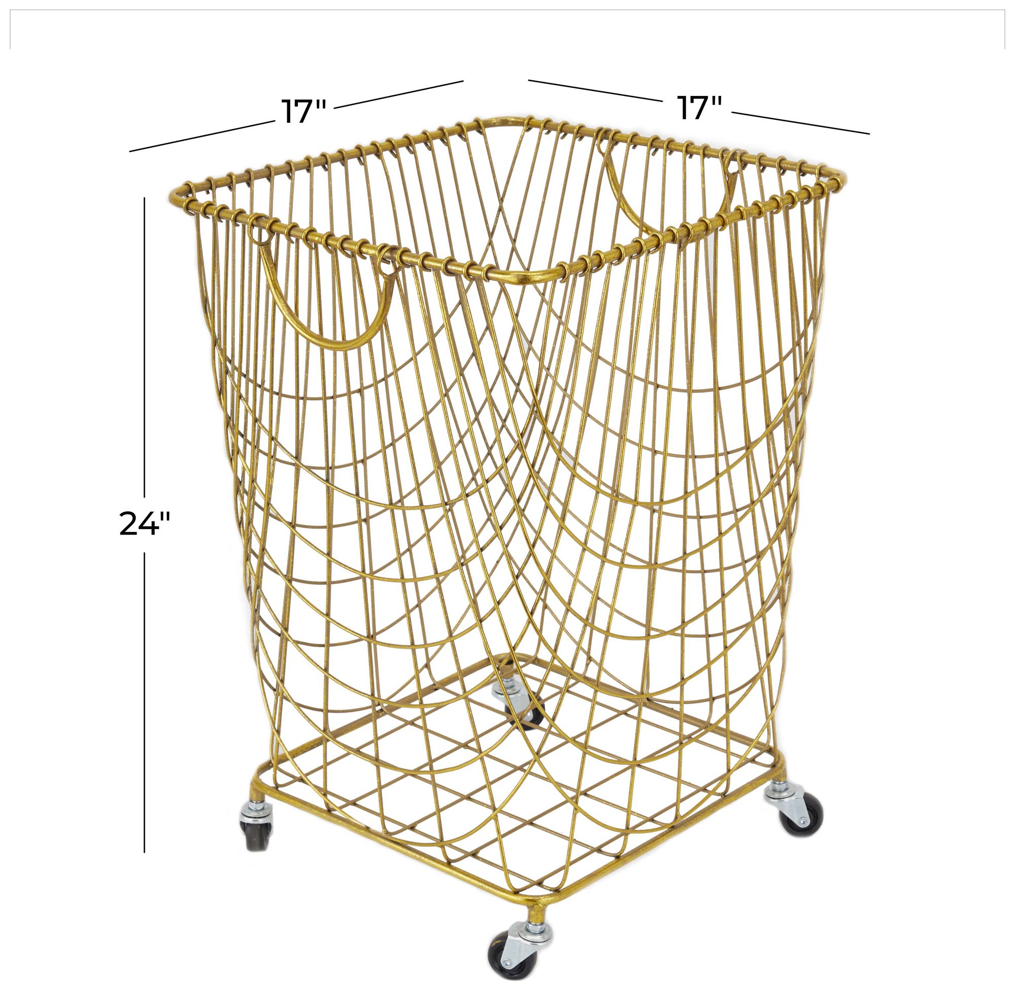 Image 7 Gold Metal Industrial Storage Cart, 16" x 17" x 24" more views