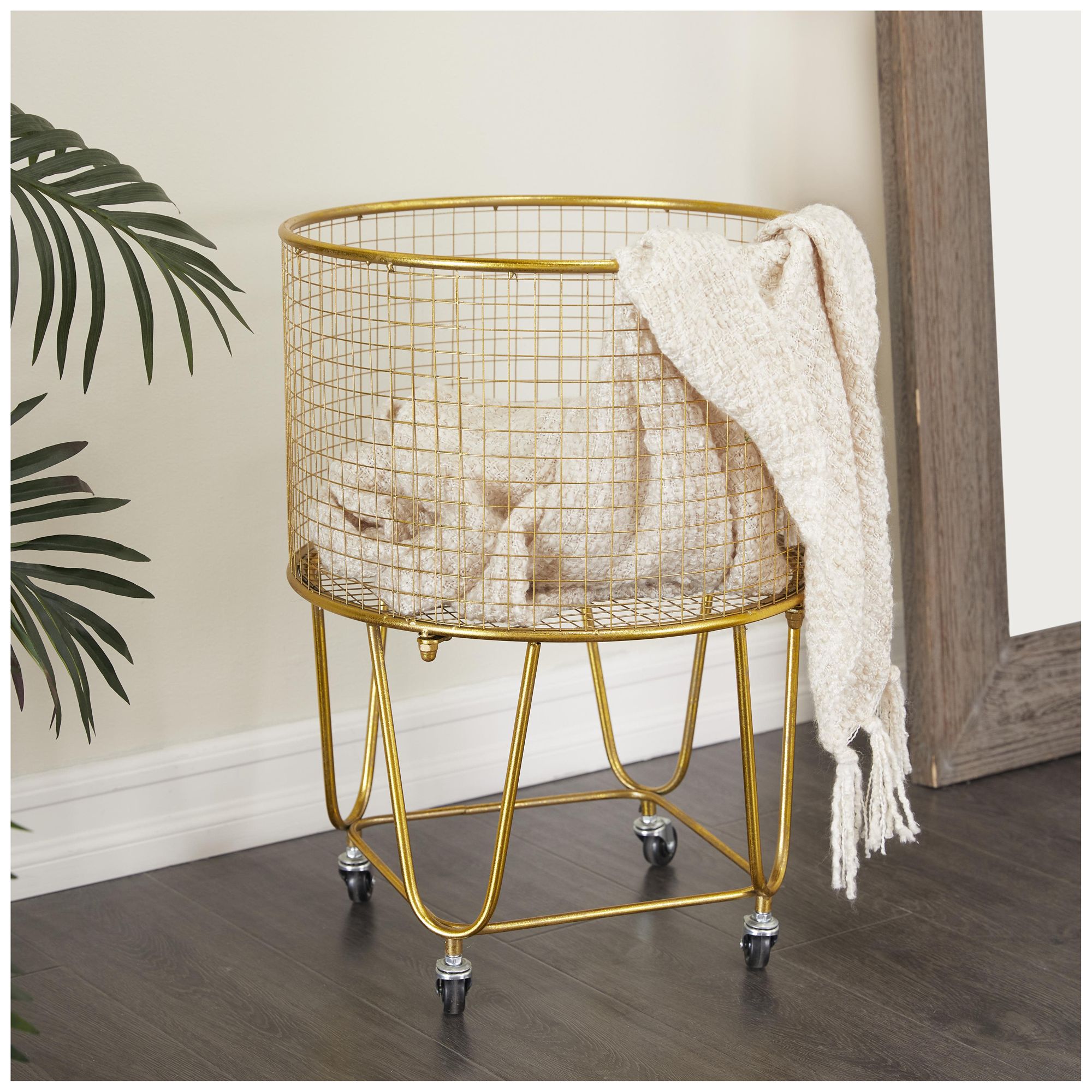 Image 4 Gold Metal Industrial Storage Cart, 18" x 18" x 24" more views