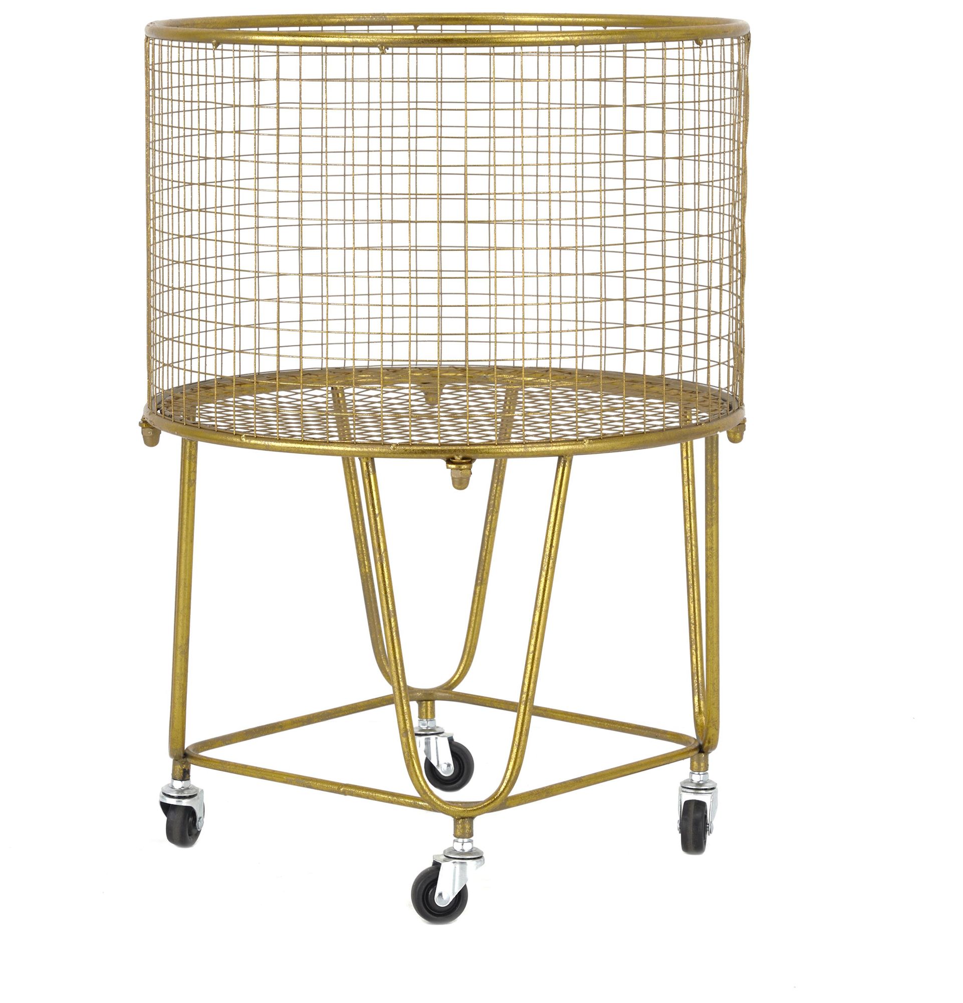 Image 6 Gold Metal Industrial Storage Cart, 18" x 18" x 24" more views