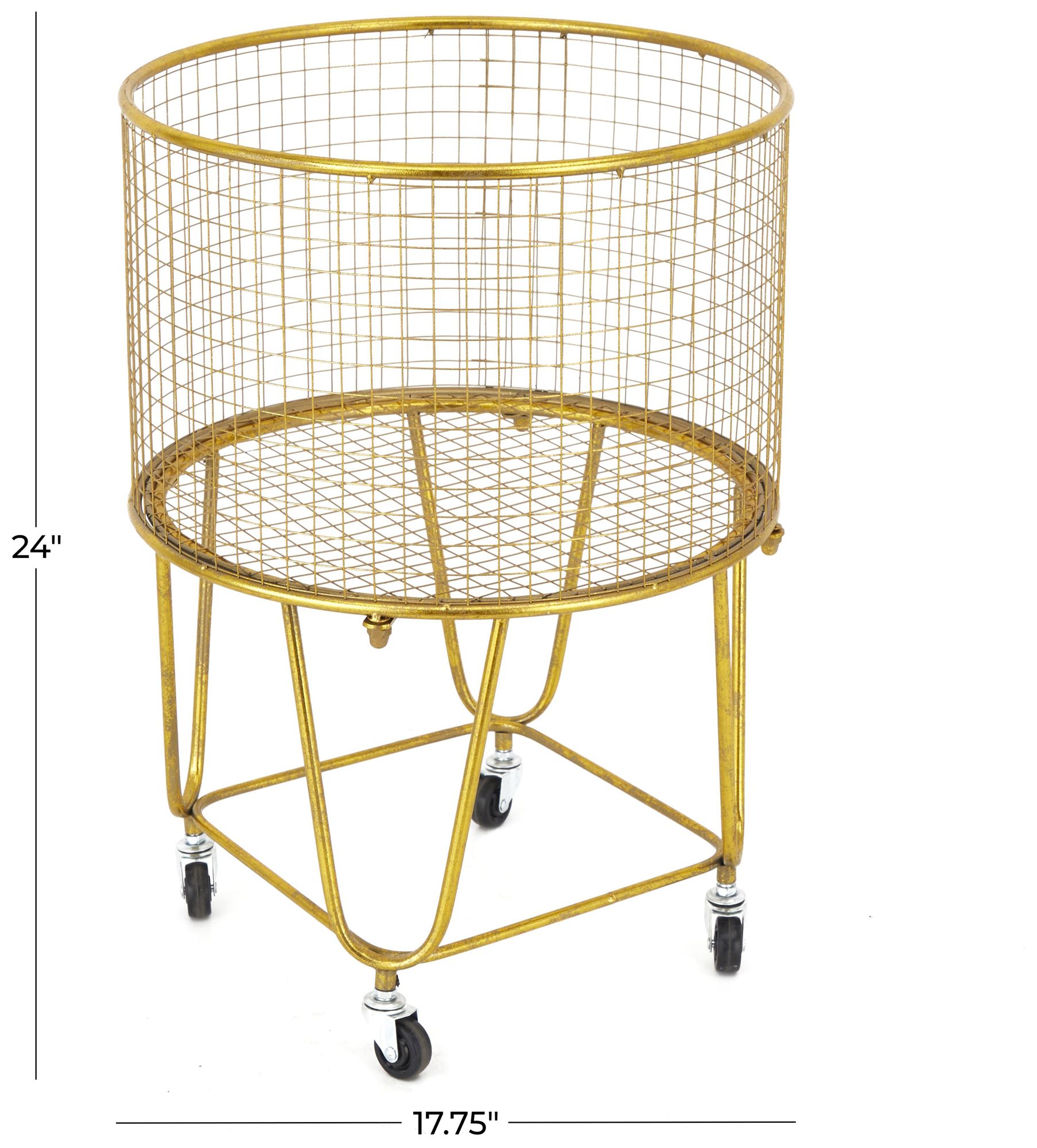 Image 7 Gold Metal Industrial Storage Cart, 18" x 18" x 24" more views