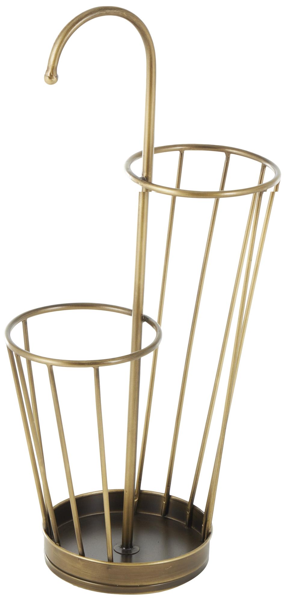 Image 5 Gold Metal Industrial Umbrella Stand, 13" x 8" x 27" more views
