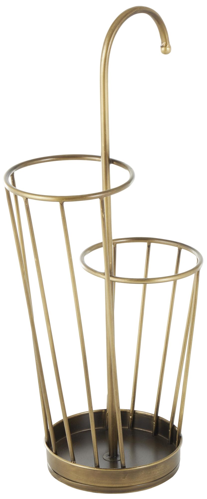 Image 6 Gold Metal Industrial Umbrella Stand, 13" x 8" x 27" more views