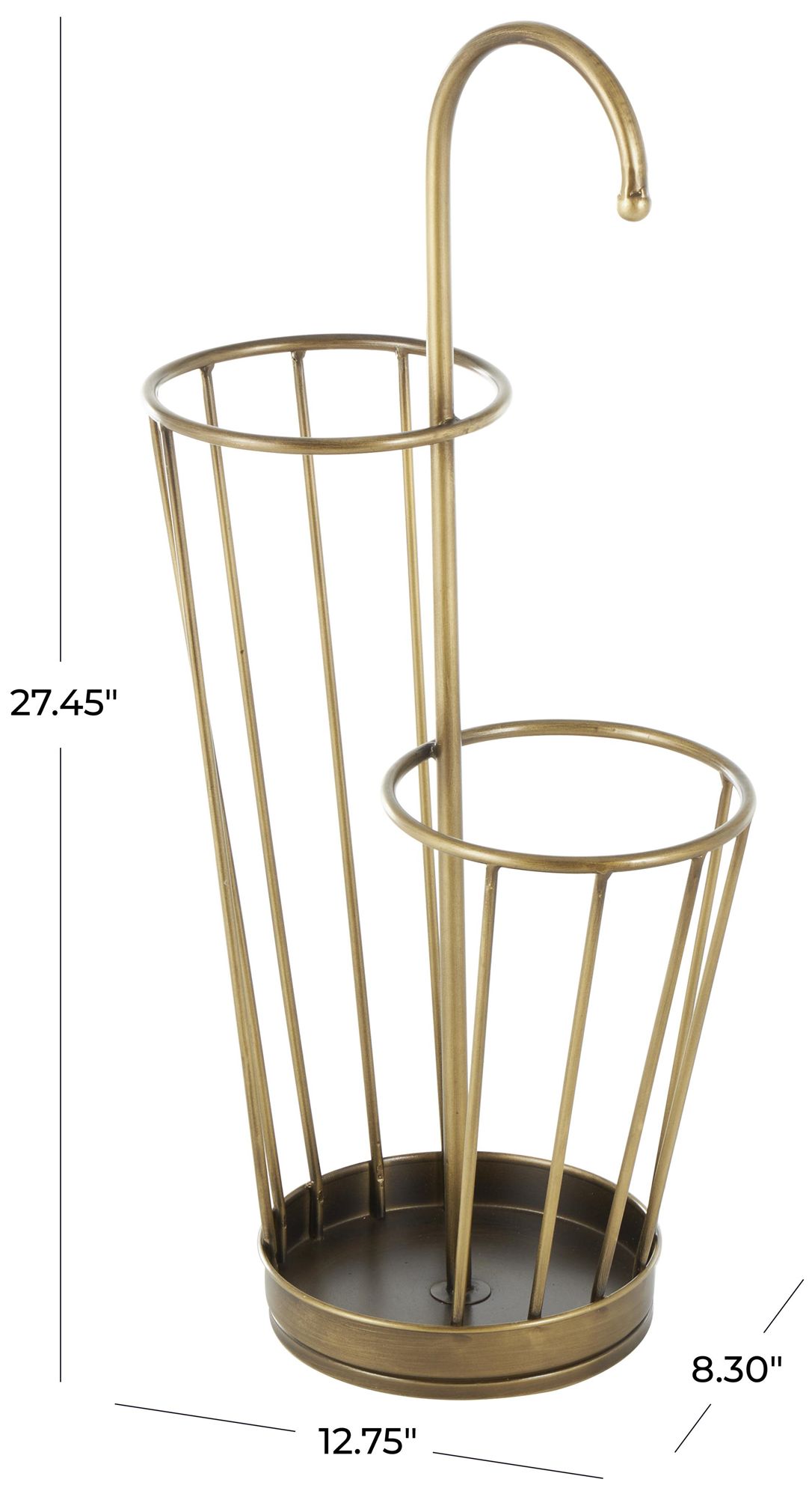 Image 7 Gold Metal Industrial Umbrella Stand, 13" x 8" x 27" more views