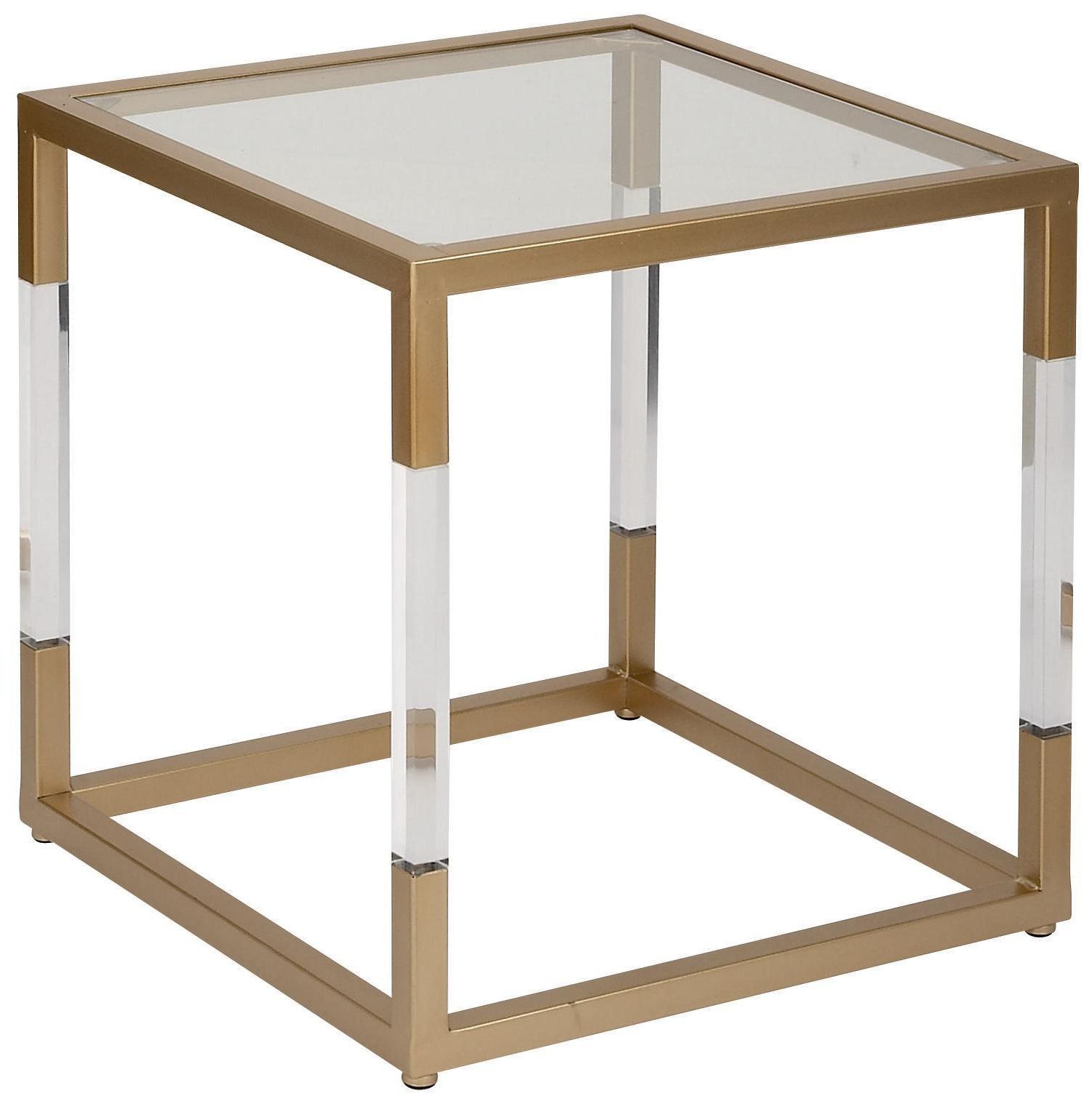 Image 4 Gold Metal Modern Accent Table, 19" x 19" x 20" more views