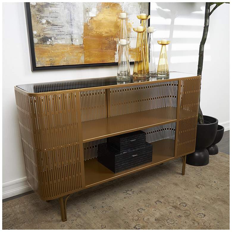 Image 1 Gold Metal Modern Console Table, 47" x 13" x 30"