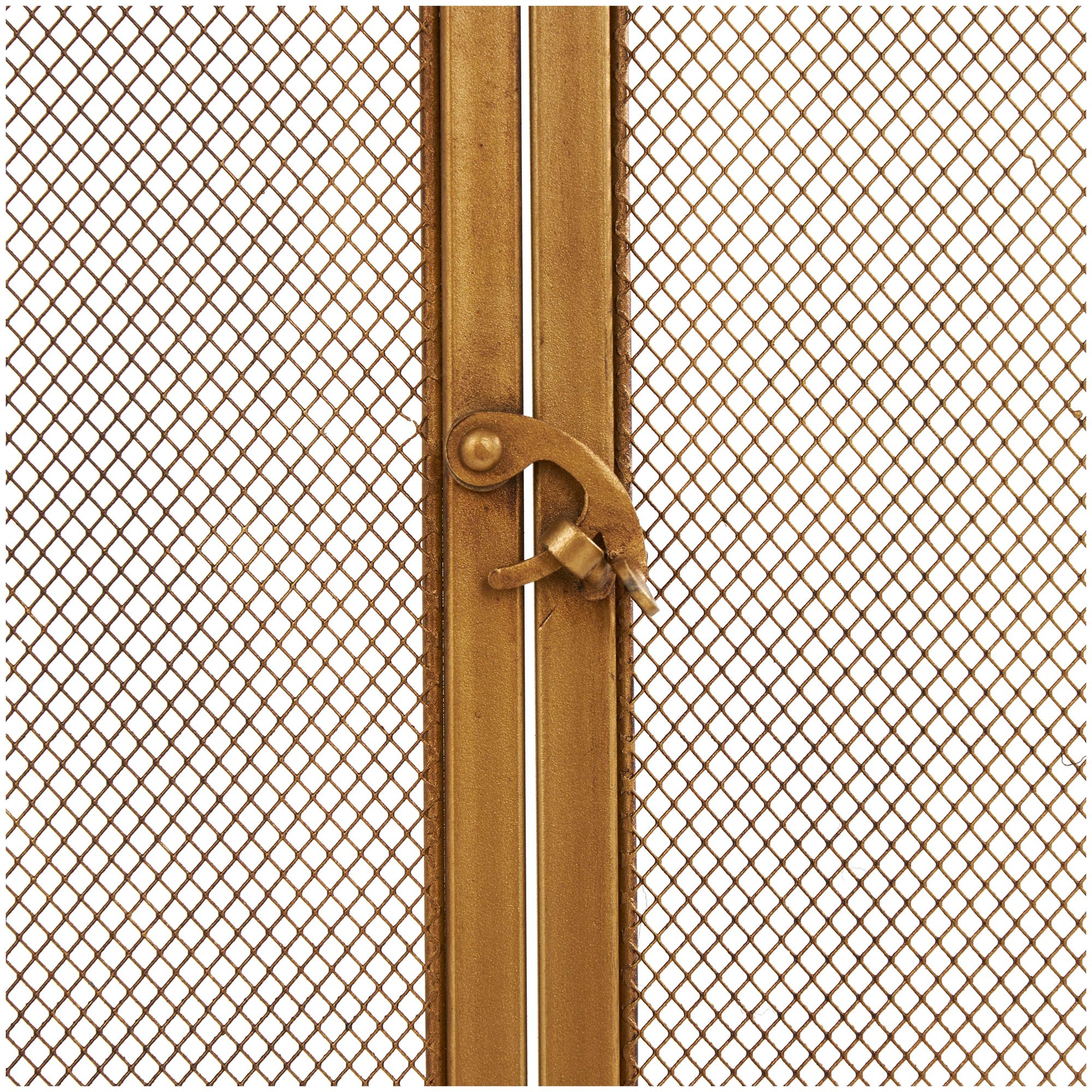 Image 2 Gold Metal Modern Fireplace Screen, 39" x 13" x 34" more views
