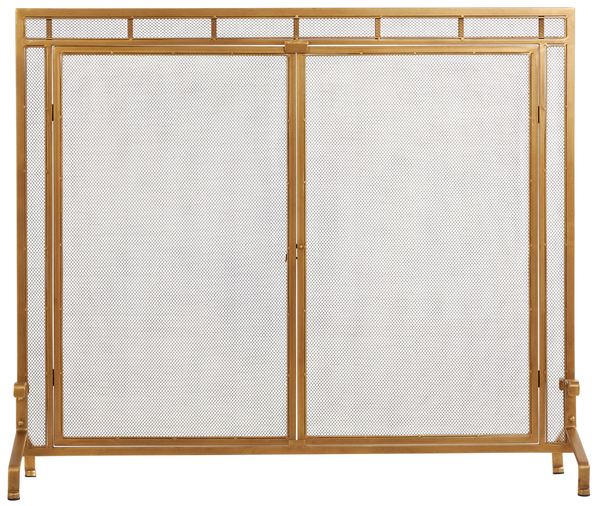 Image 5 Gold Metal Modern Fireplace Screen, 39" x 13" x 34" more views