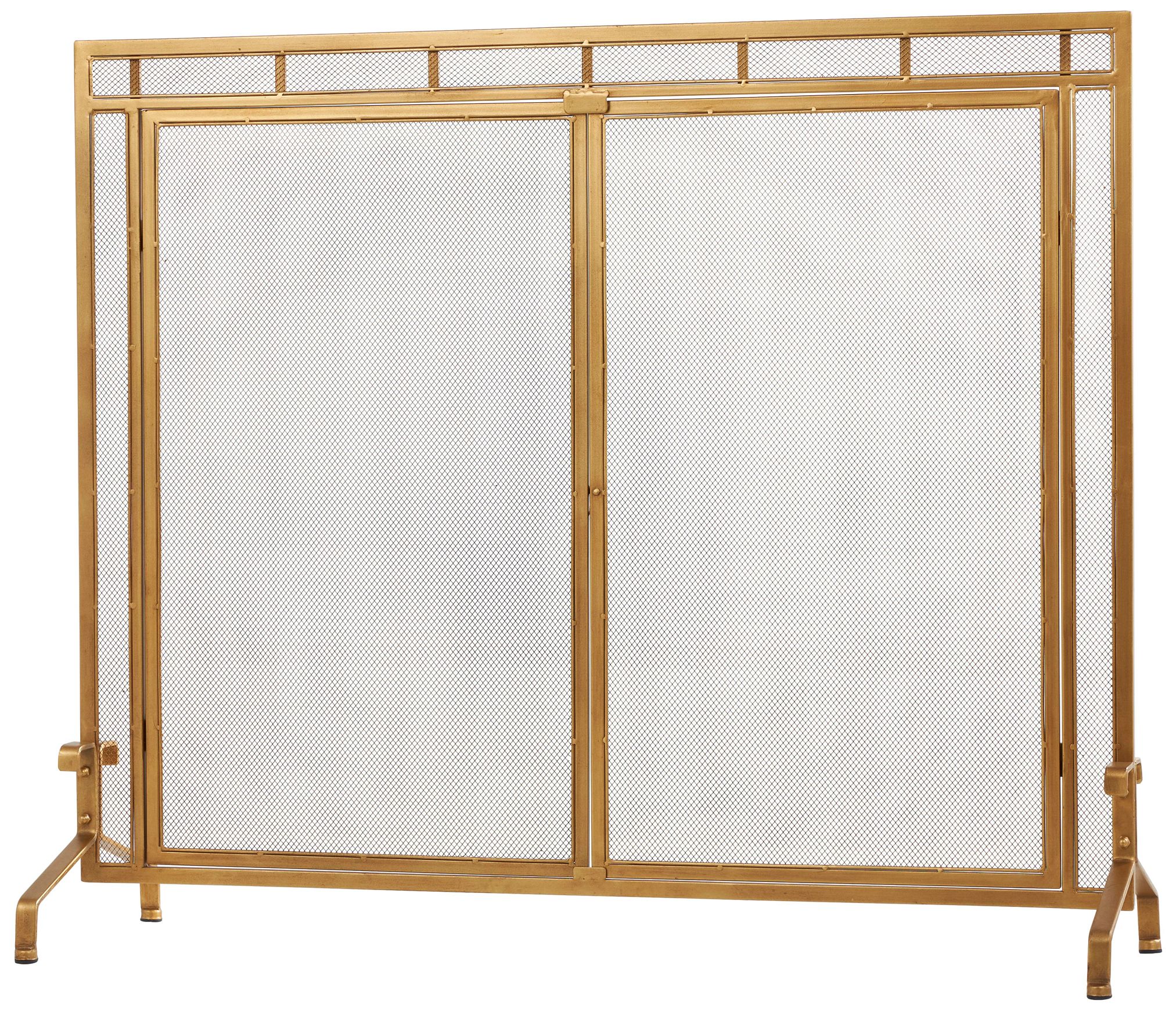 Image 6 Gold Metal Modern Fireplace Screen, 39" x 13" x 34" more views