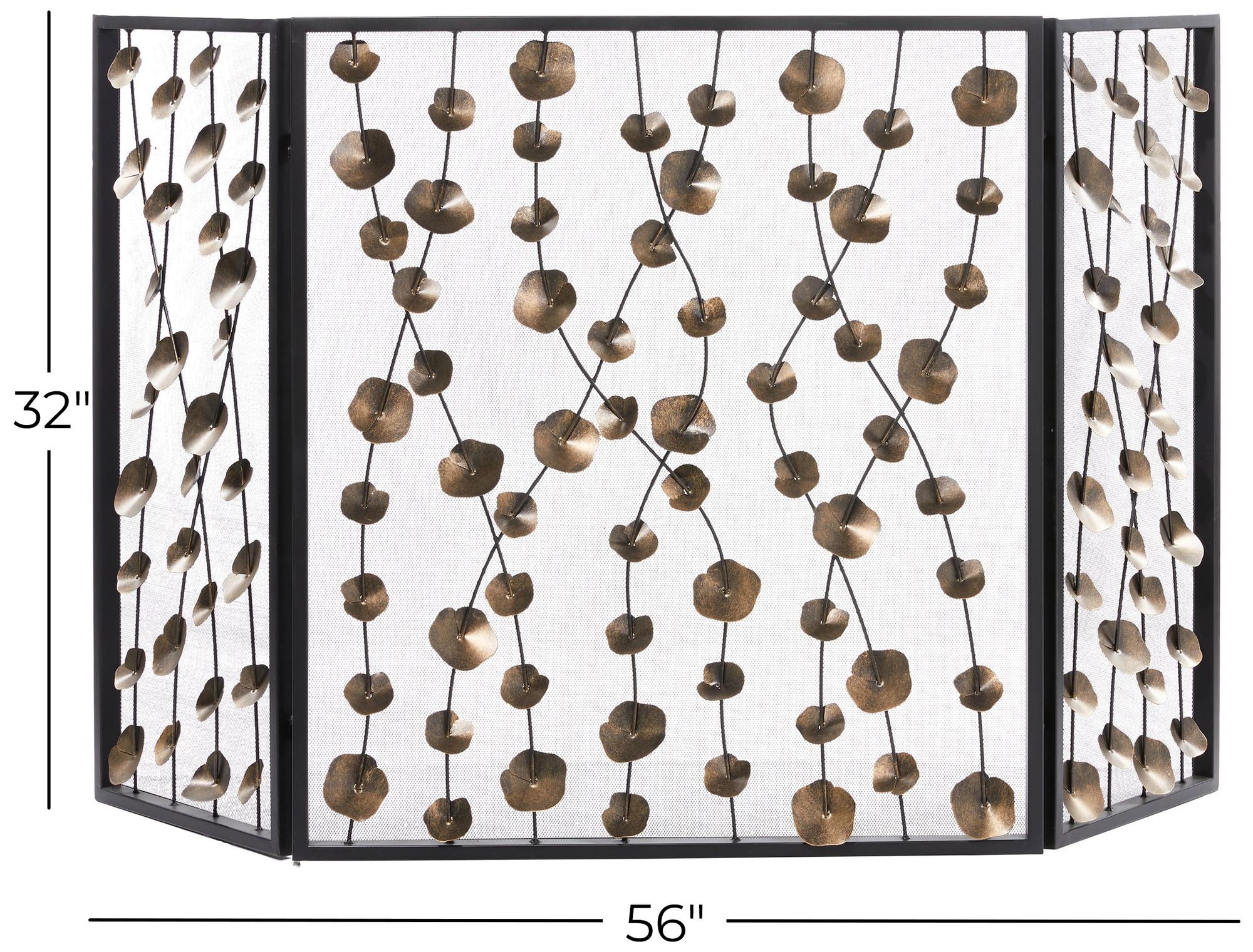 Image 7 Gold Metal Modern Fireplace Screen, 56" x 1" x 32" more views