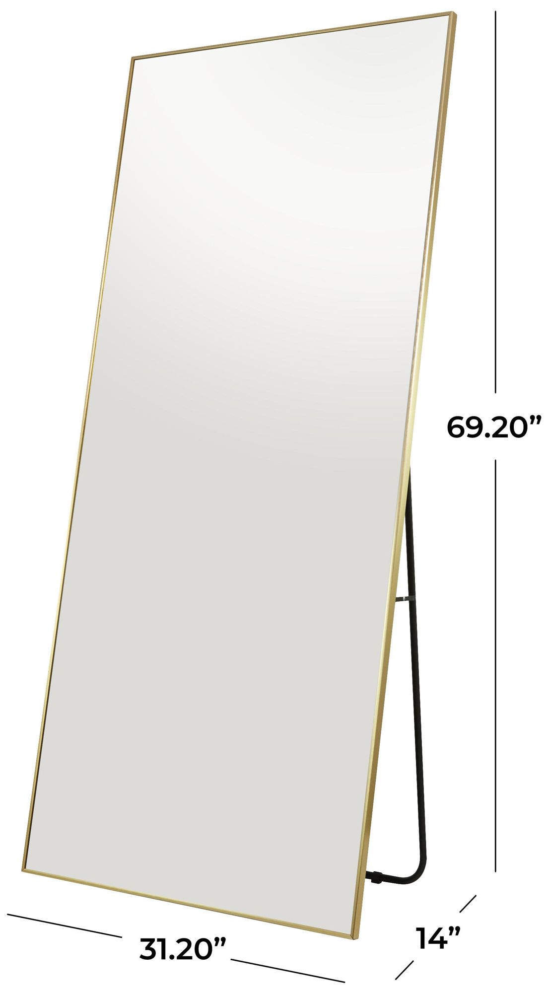 Image 7 Gold Metal Modern Floor Mirror, 31" x 14" x 69" more views