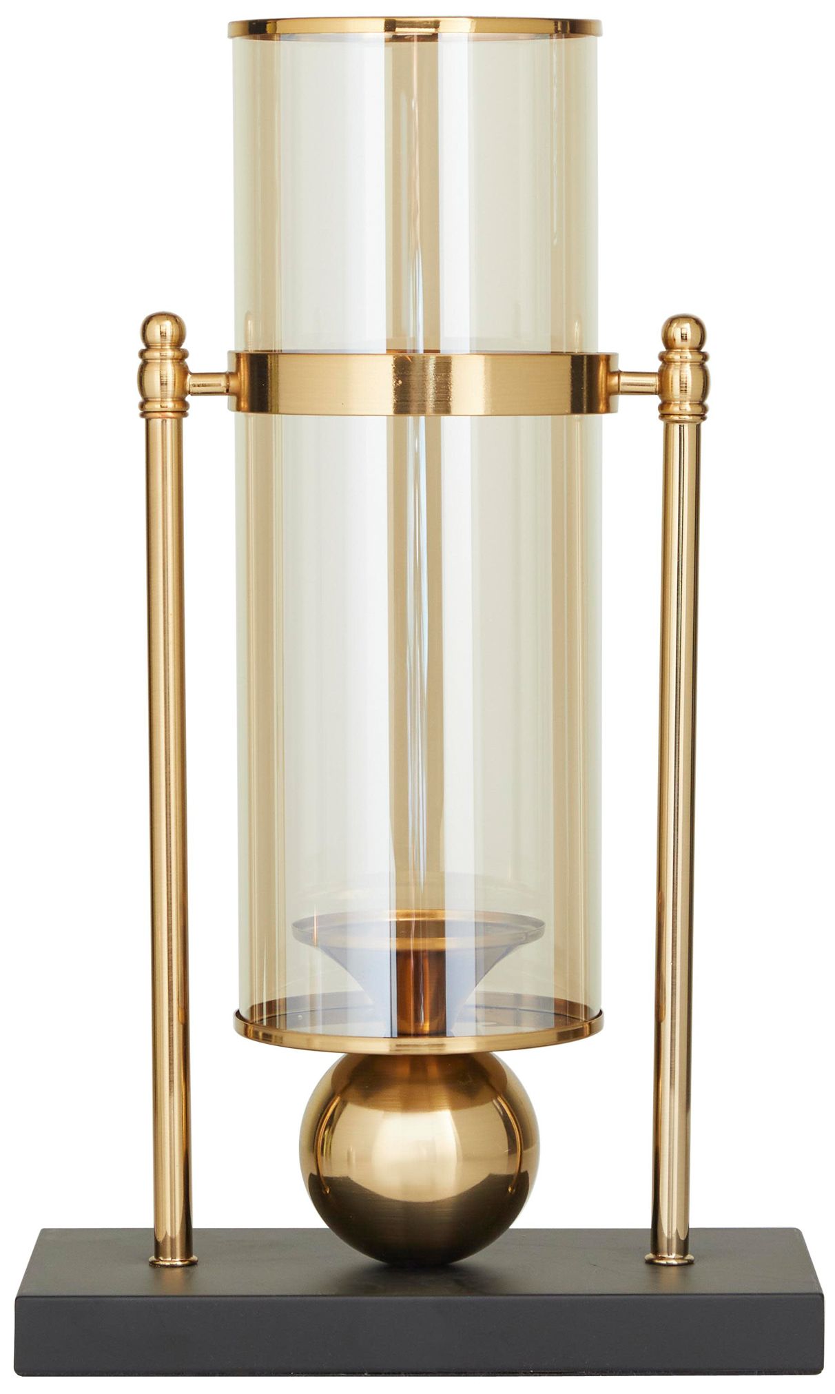 Image 4 Gold Metal Modern Hurricane Lamp, 10" x 5" x 17" more views