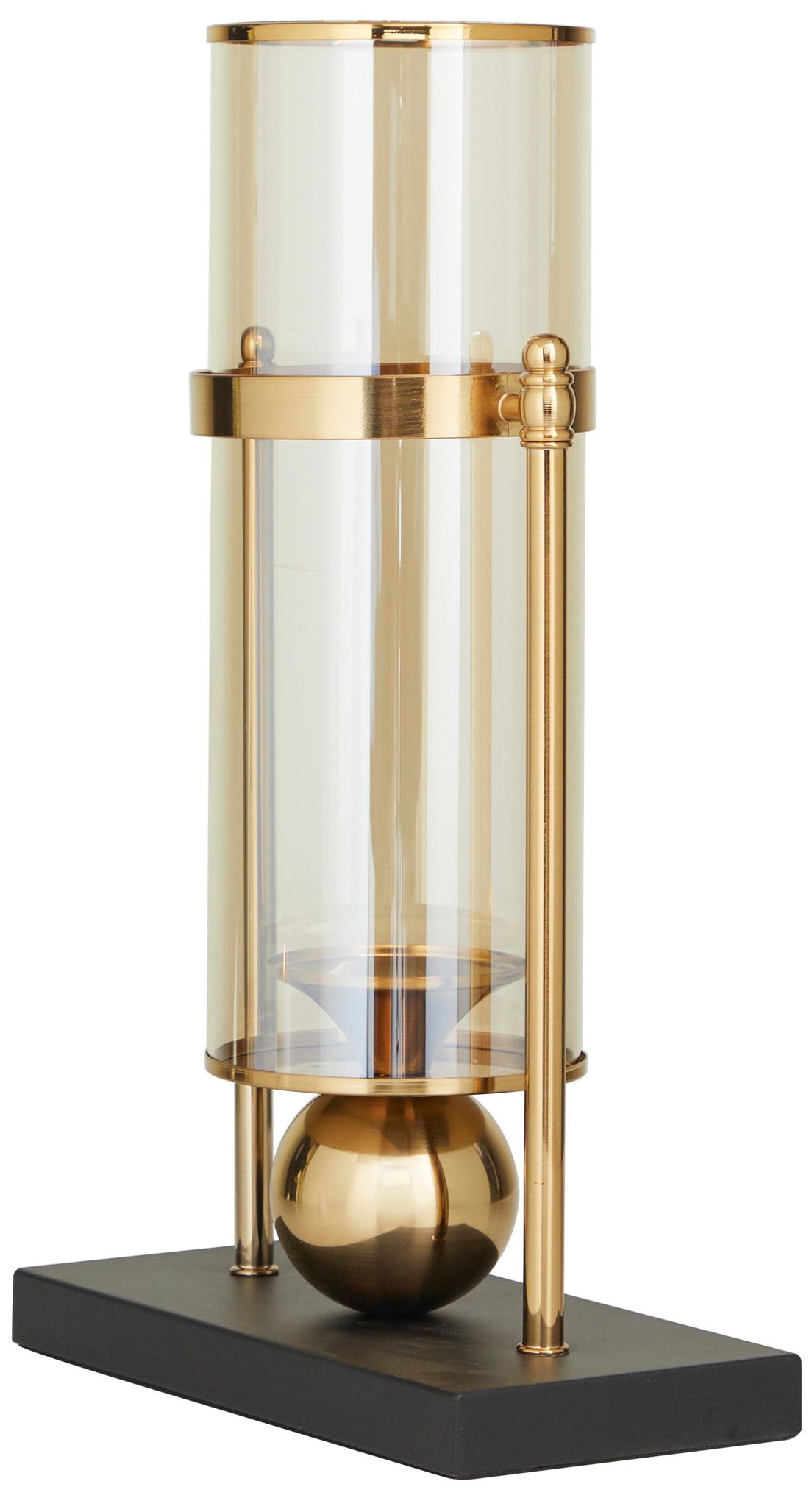 Image 5 Gold Metal Modern Hurricane Lamp, 10" x 5" x 17" more views