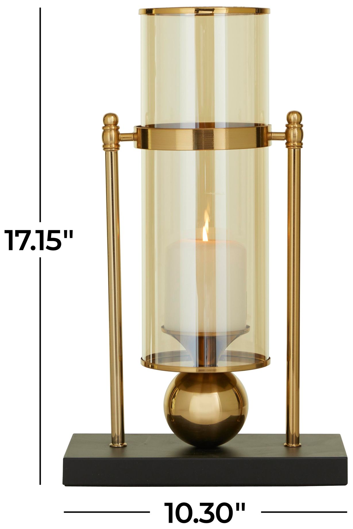 Image 6 Gold Metal Modern Hurricane Lamp, 10" x 5" x 17" more views