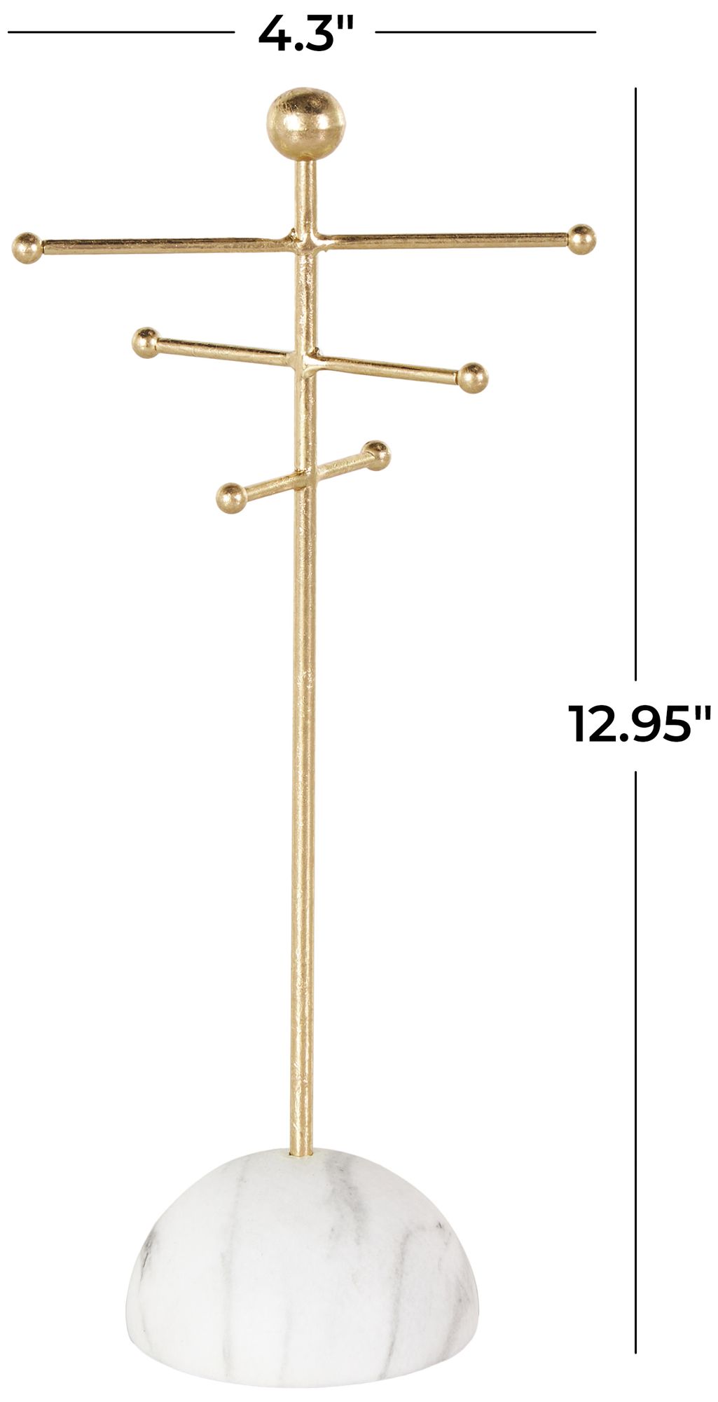 Image 7 Gold Metal Modern Jewelry Stand, 4" x 4" x 13" more views