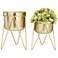 Gold Metal Modern Planter, S/2 7", 7"W