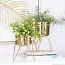 1_Gold Metal Modern Planter, S/2 7", 7"W