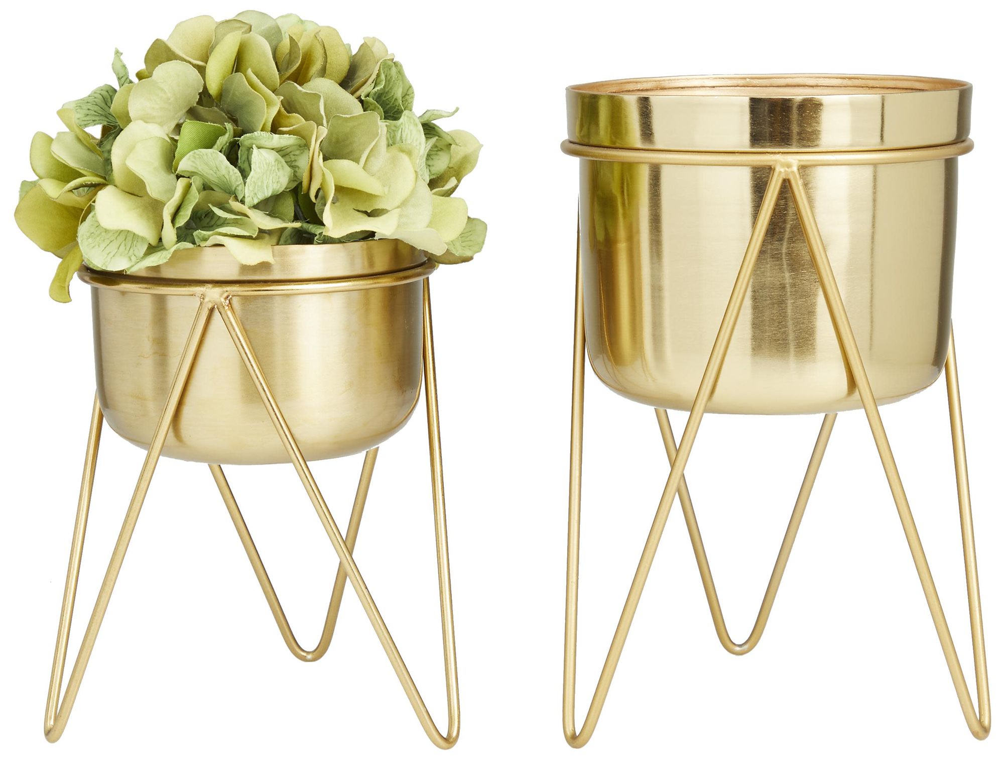 Image 5 Gold Metal Modern Planter, S/2 7", 7"W more views