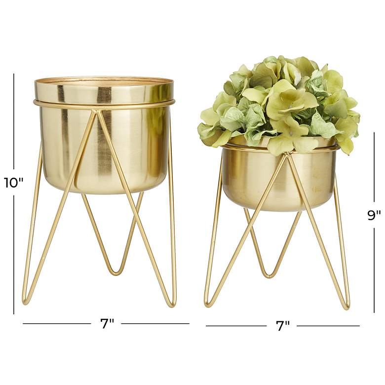 Image 7 Gold Metal Modern Planter, S/2 7", 7"W more views