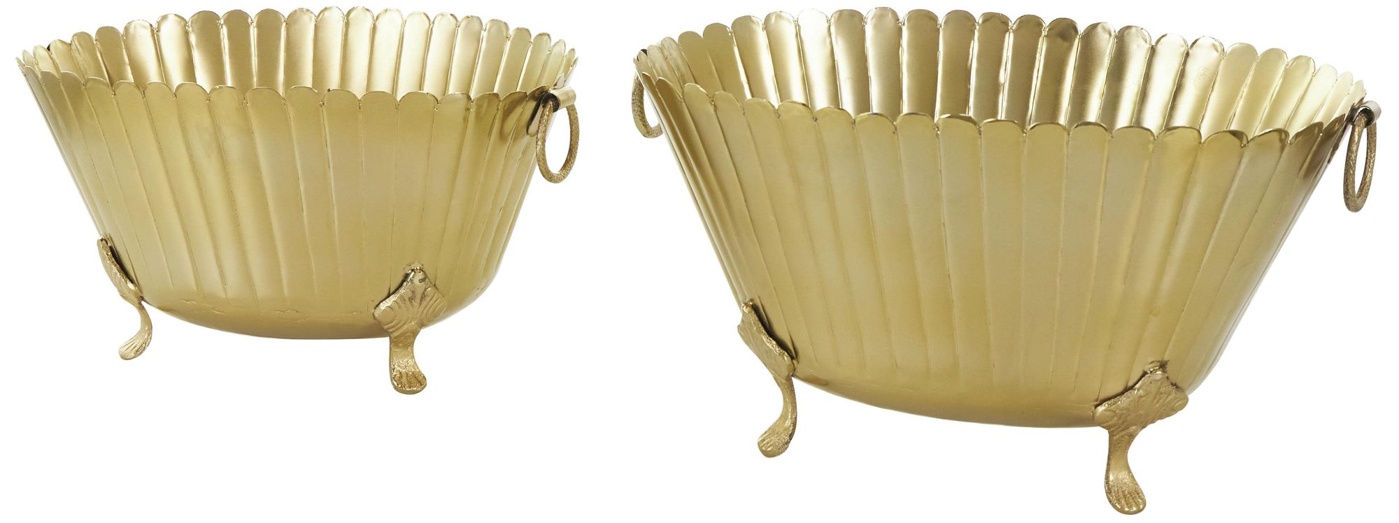 Image 2 Gold Metal Modern Planter, S/2 8", 9"H